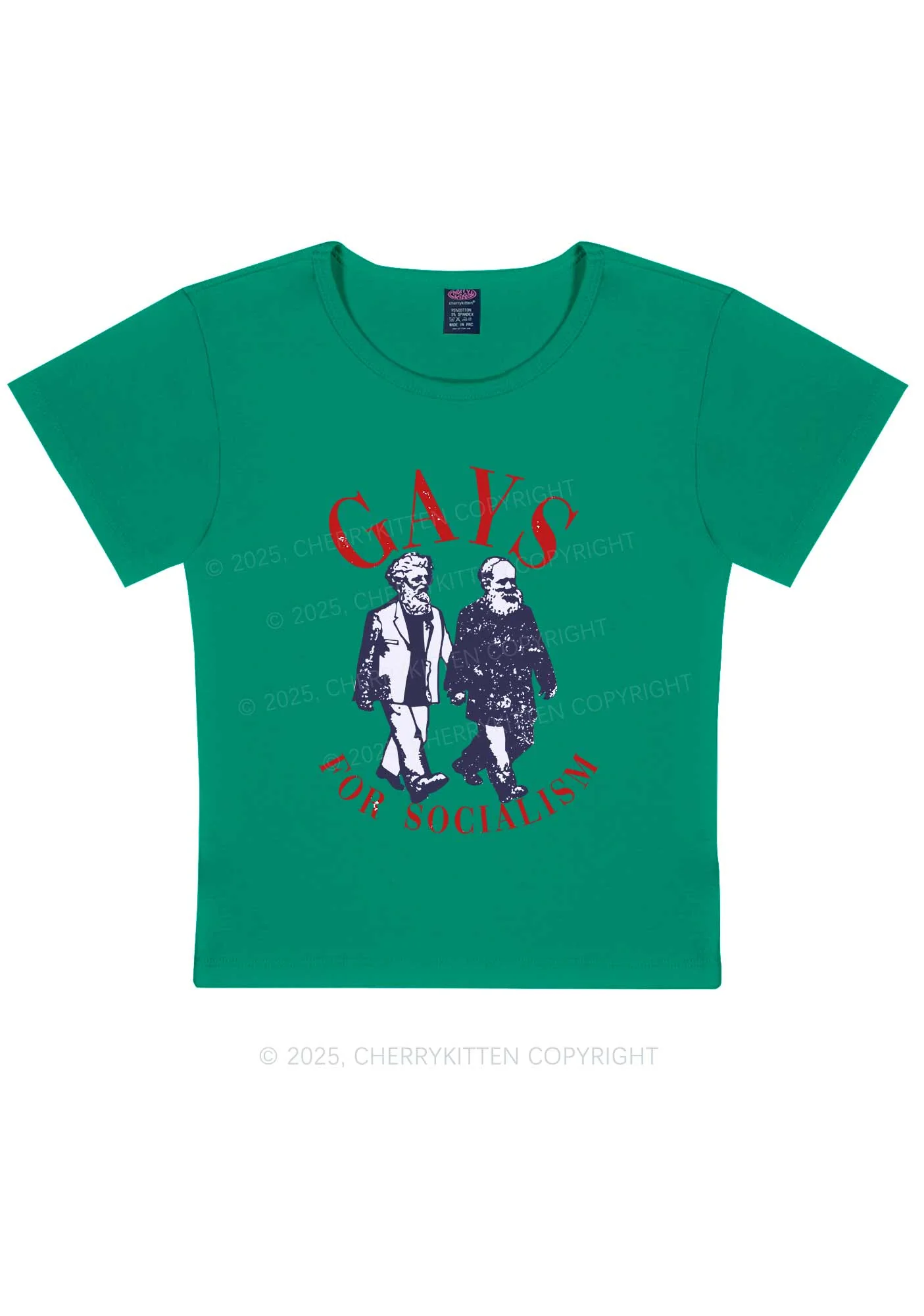 Gays For Socialism Pride Y2K Baby Tee Cherrykitten - Image 13