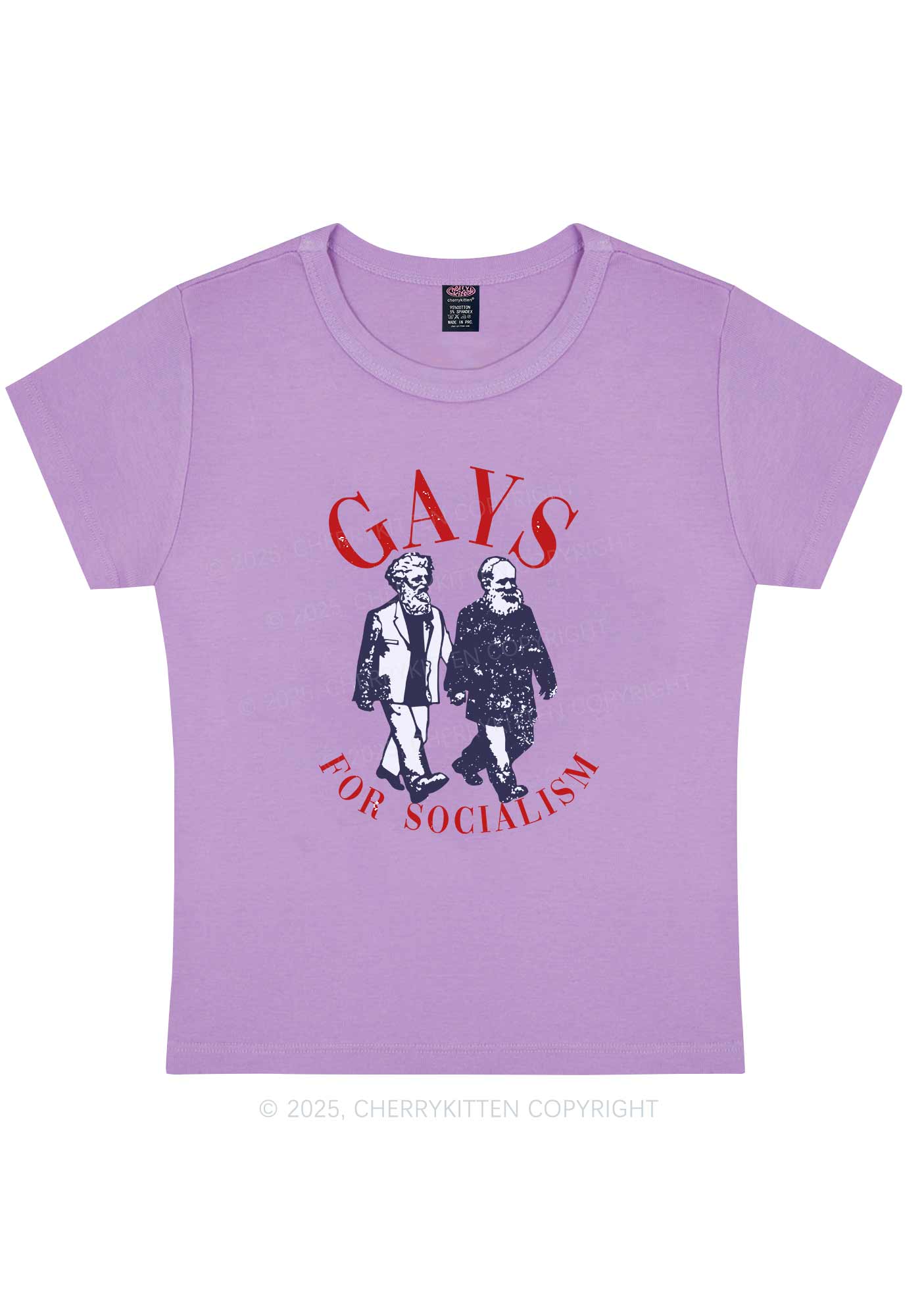 Gays For Socialism Pride Y2K Baby Tee Cherrykitten - Image 5