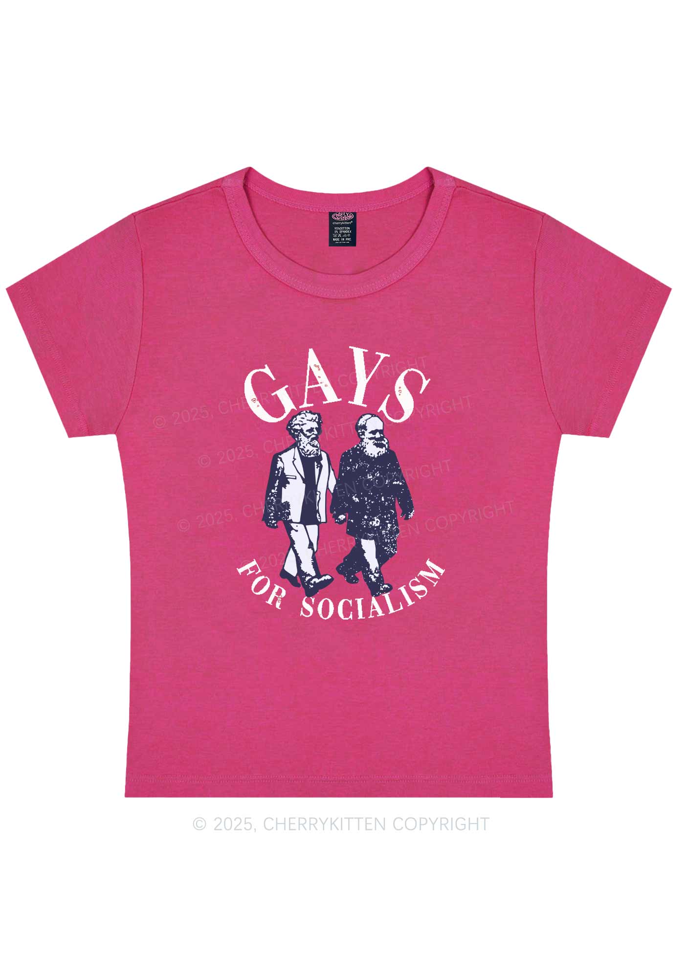 Gays For Socialism Pride Y2K Baby Tee Cherrykitten - Image 6