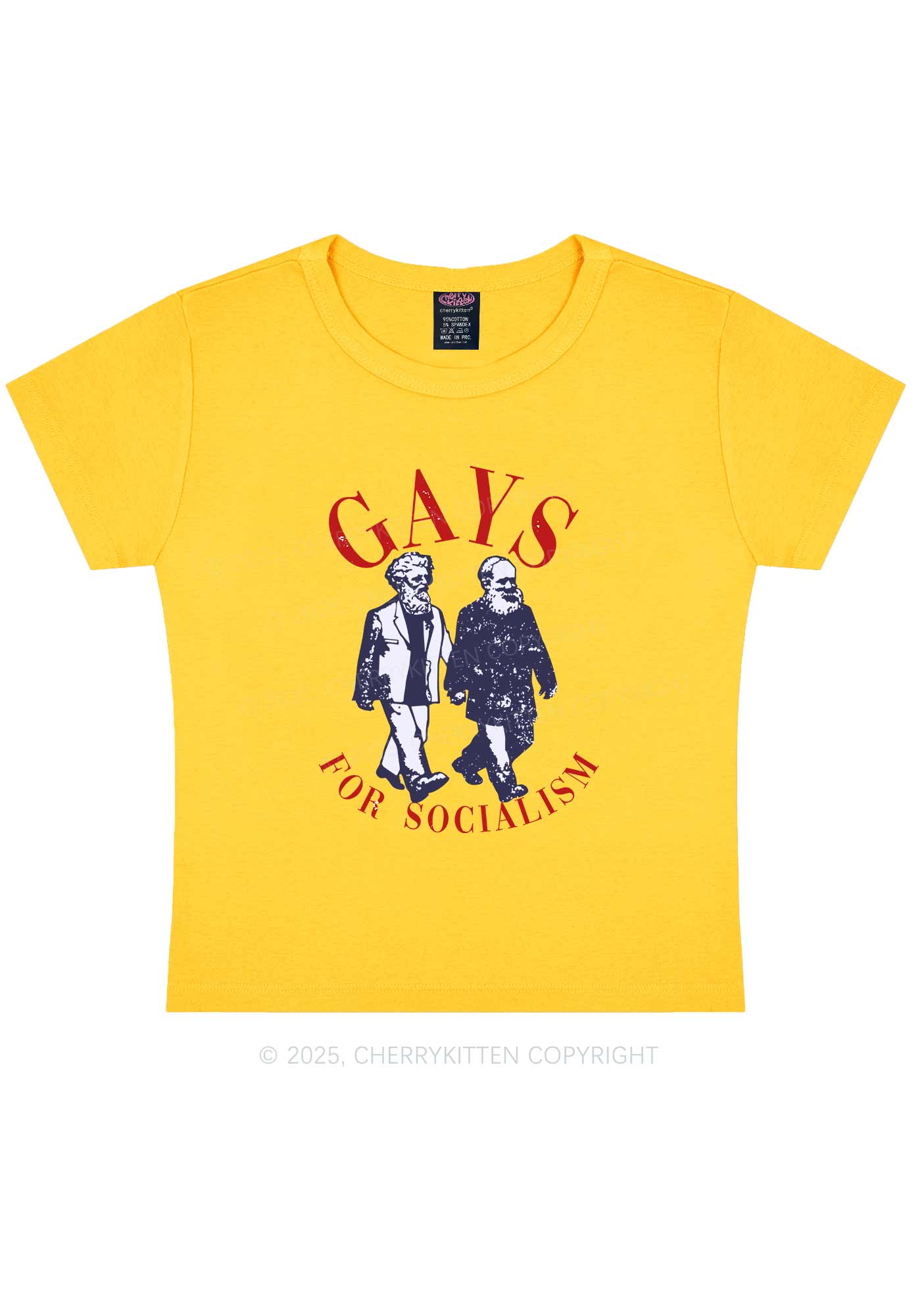 Gays For Socialism Pride Y2K Baby Tee Cherrykitten - Image 7