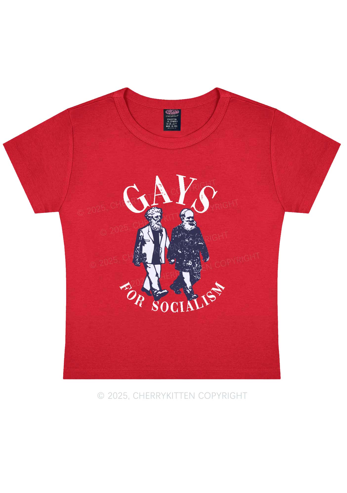 Gays For Socialism Pride Y2K Baby Tee Cherrykitten - Image 8