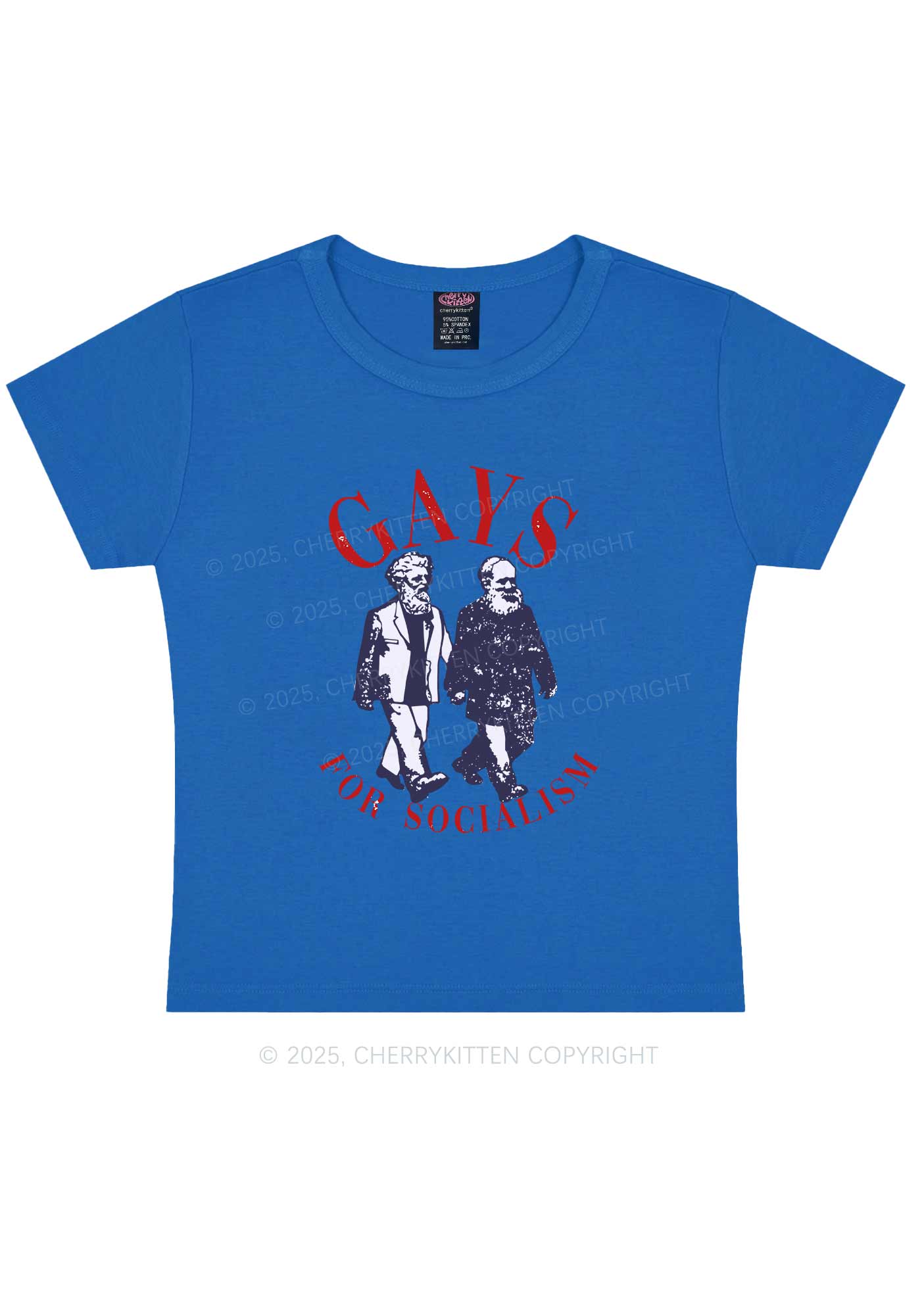 Gays For Socialism Pride Y2K Baby Tee Cherrykitten - Image 9
