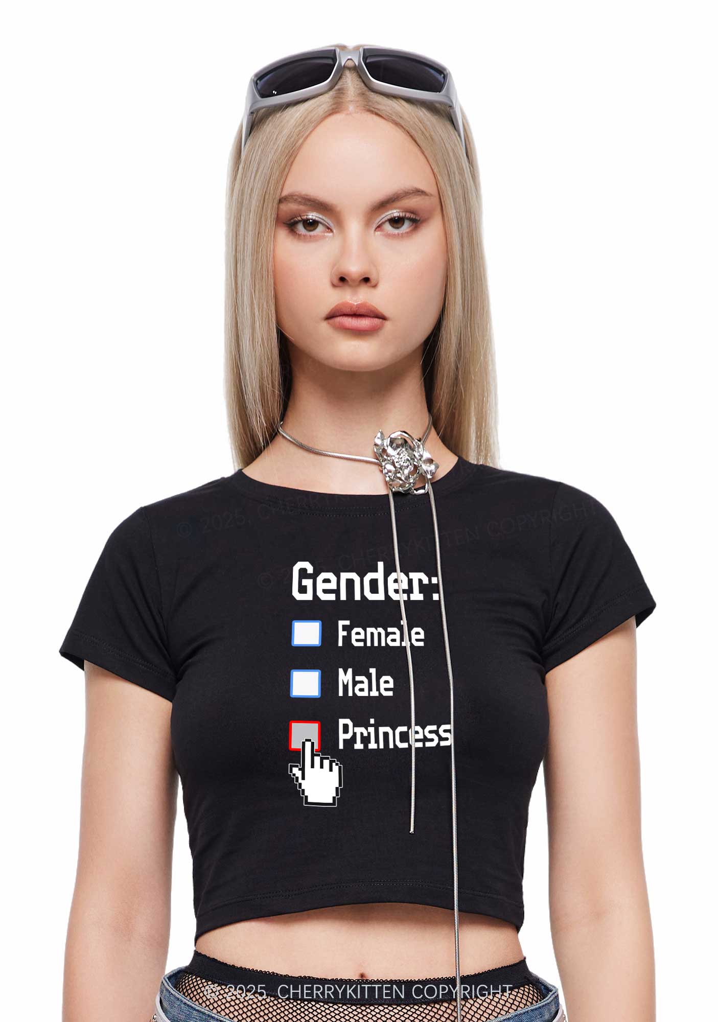 Gender Princess Pride Y2K Baby Tee Cherrykitten - Image 3
