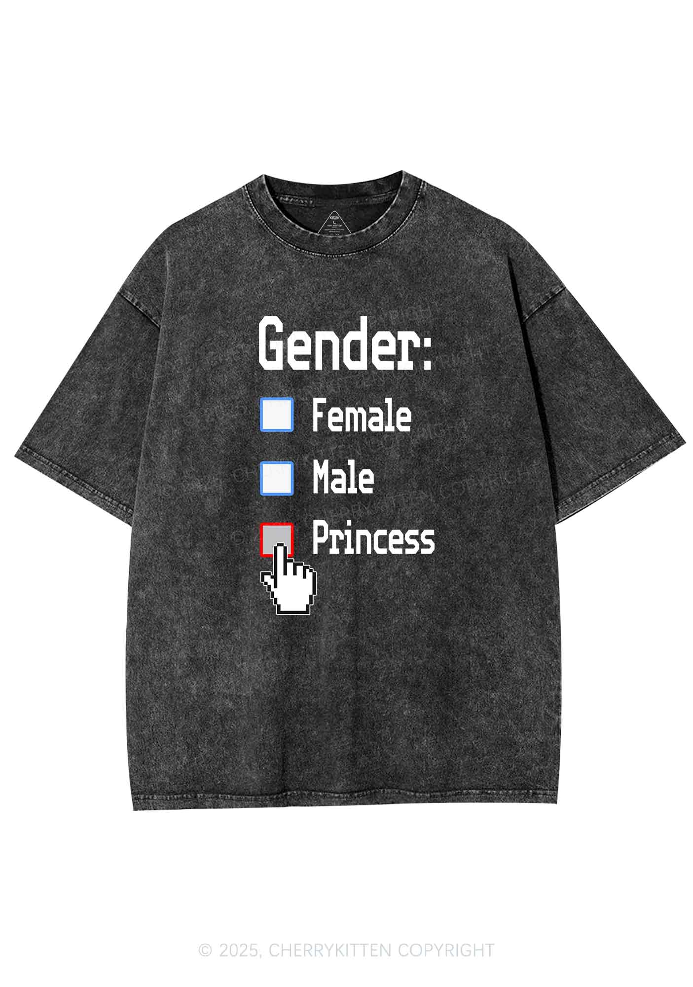 Gender Princess Pride Y2K Shirts Washed Tee Cherrykitten - Image 3