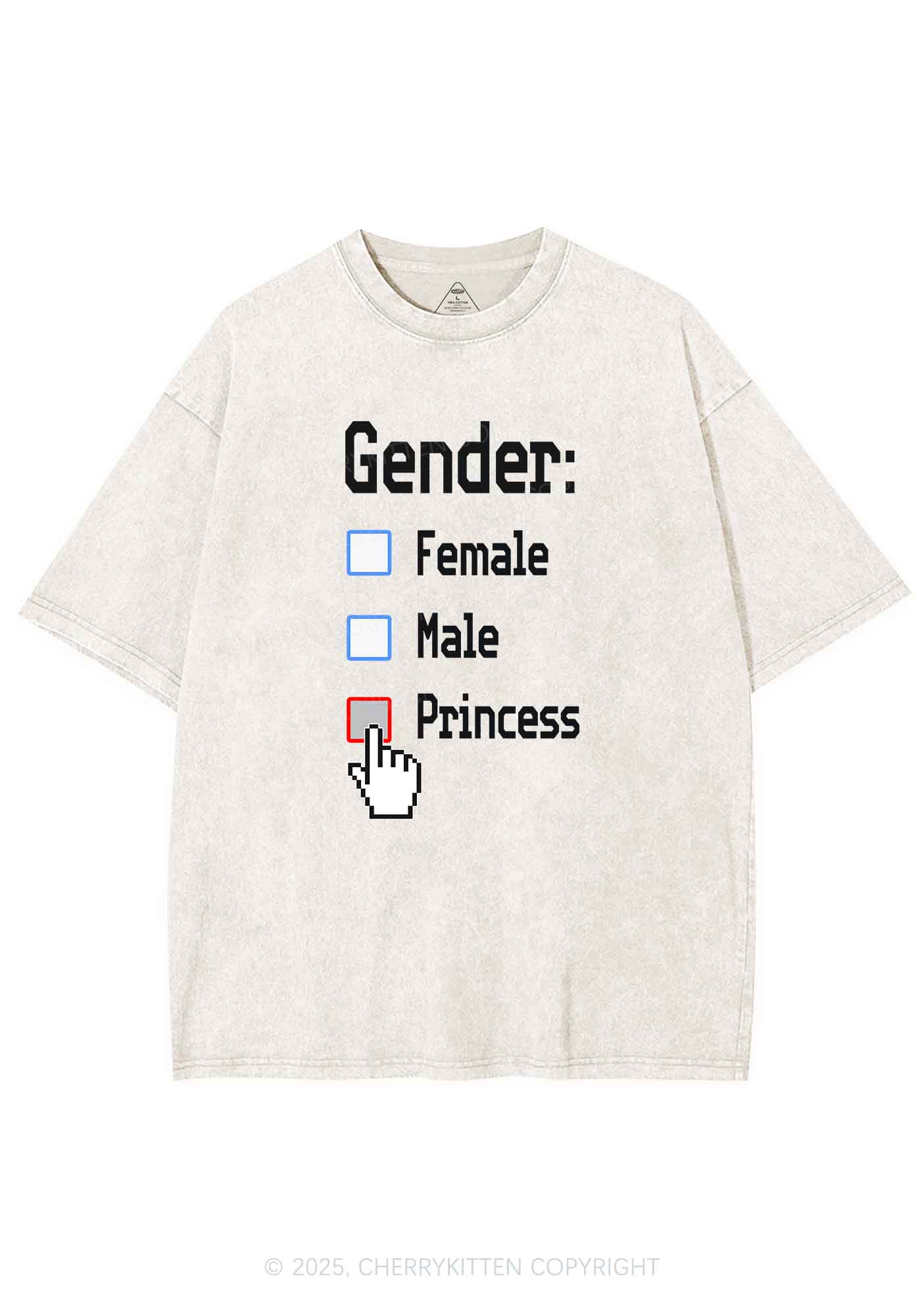 Gender Princess Pride Y2K Shirts Washed Tee Cherrykitten - Image 5
