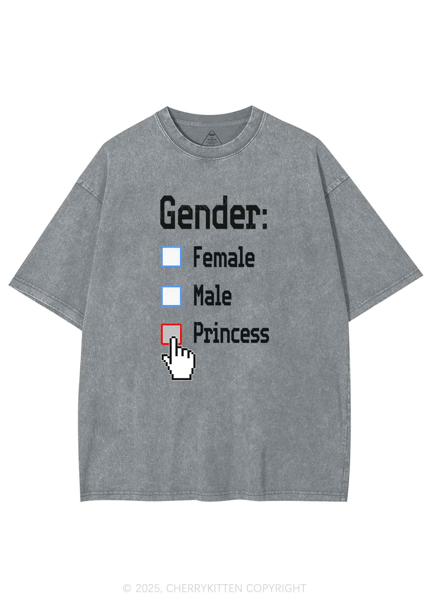 Gender Princess Pride Y2K Shirts Washed Tee Cherrykitten - Image 8