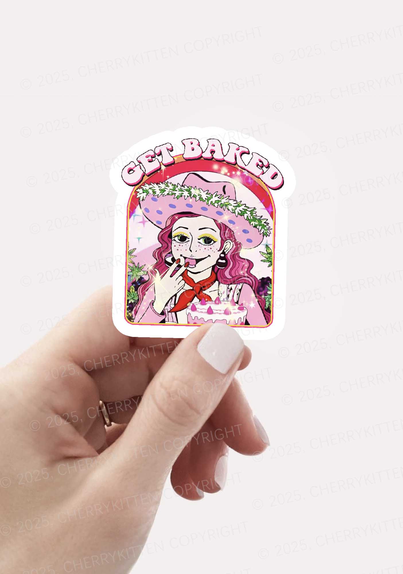 Get Baked 1Pc Y2K Sticker Cherrykitten - Image 2