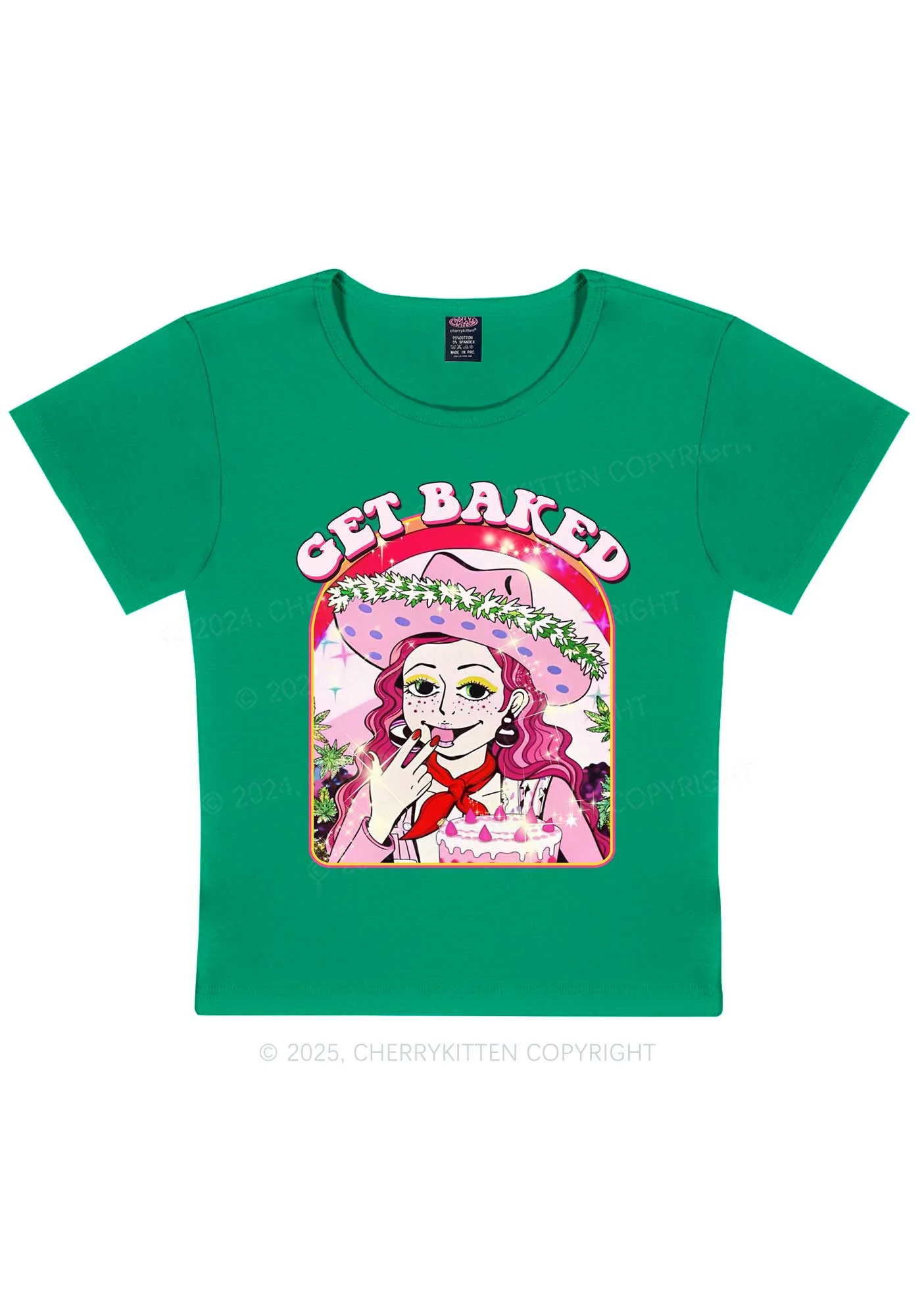 Get Baked Y2K Baby Tee Cherrykitten - Image 10