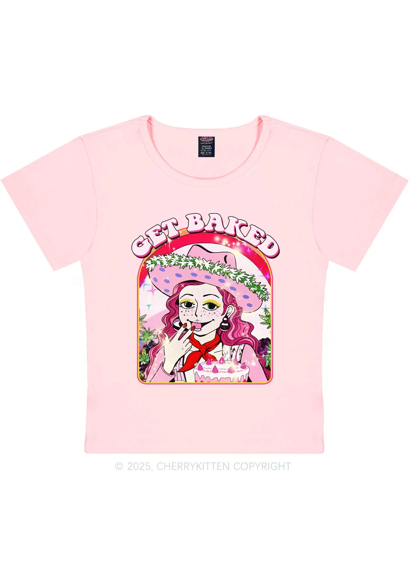 Get Baked Y2K Baby Tee Cherrykitten - Image 11