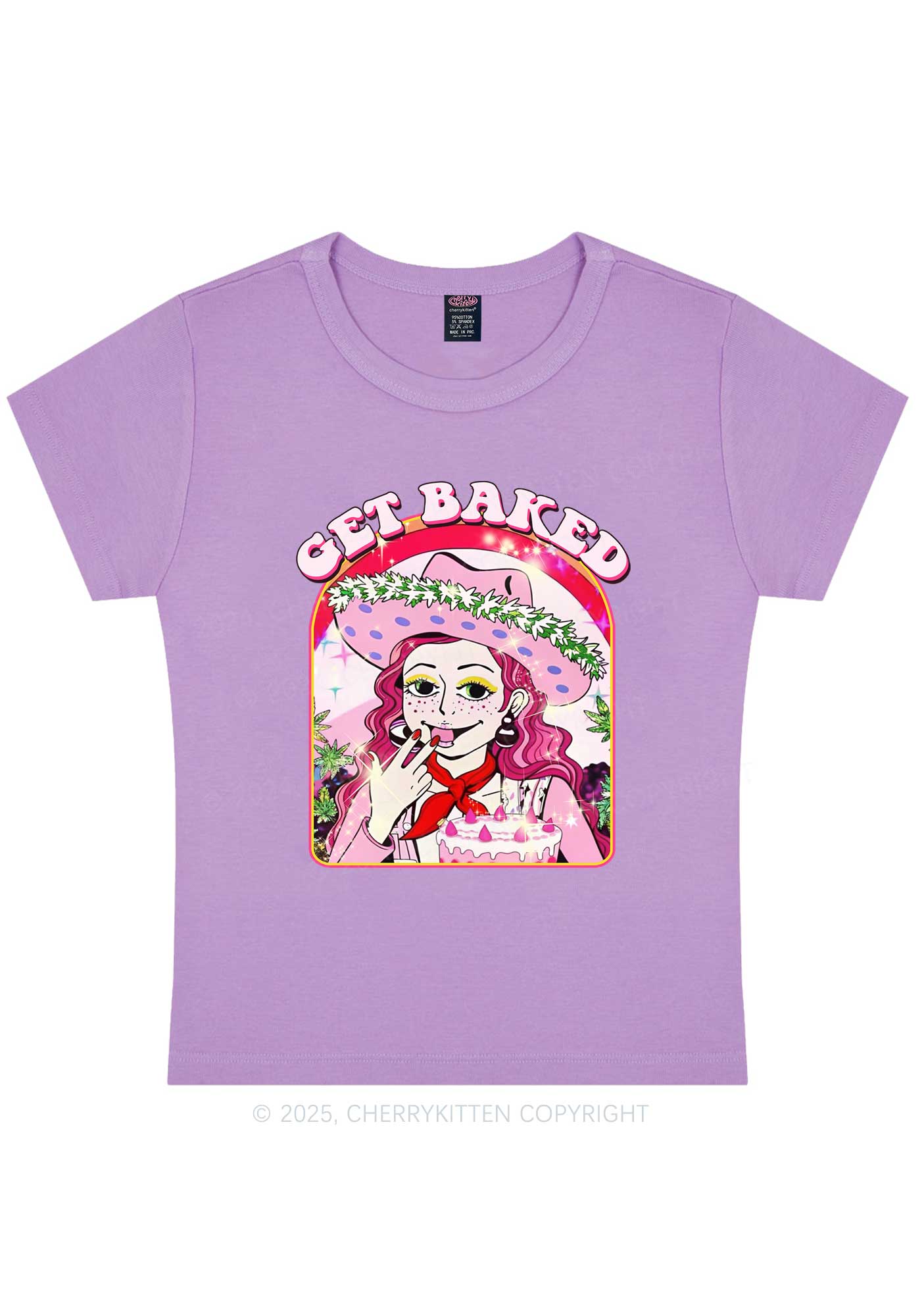 Get Baked Y2K Baby Tee Cherrykitten - Image 4