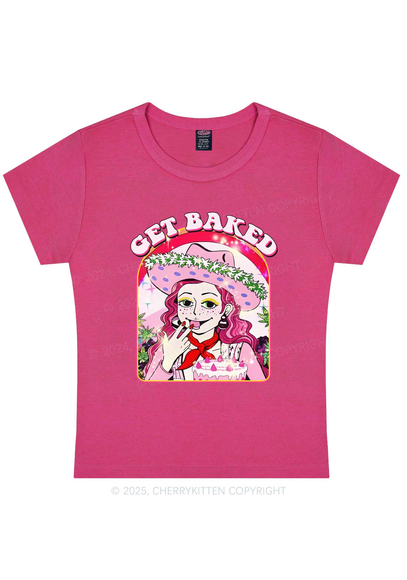 Get Baked Y2K Baby Tee Cherrykitten - Image 5