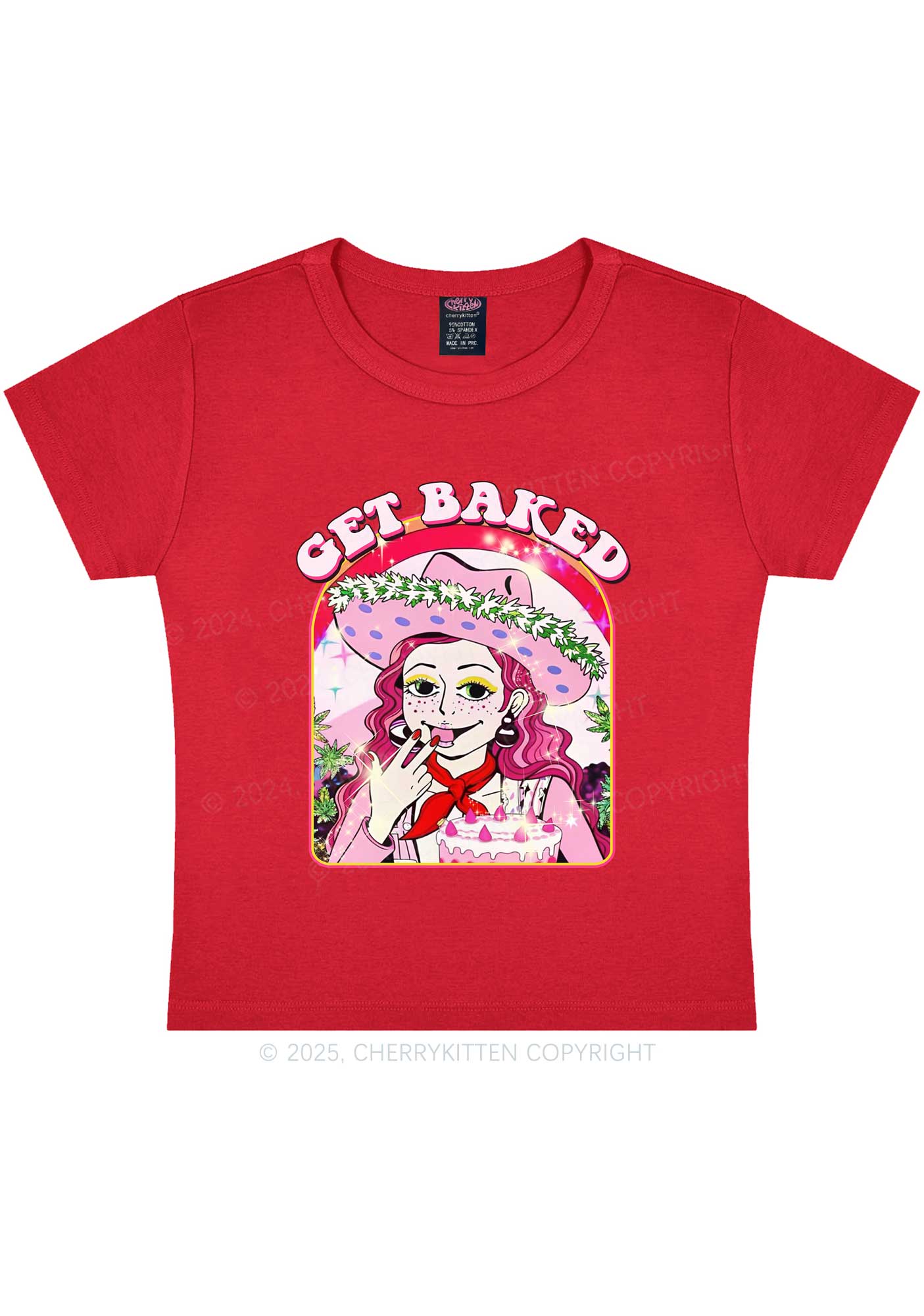 Get Baked Y2K Baby Tee Cherrykitten - Image 6