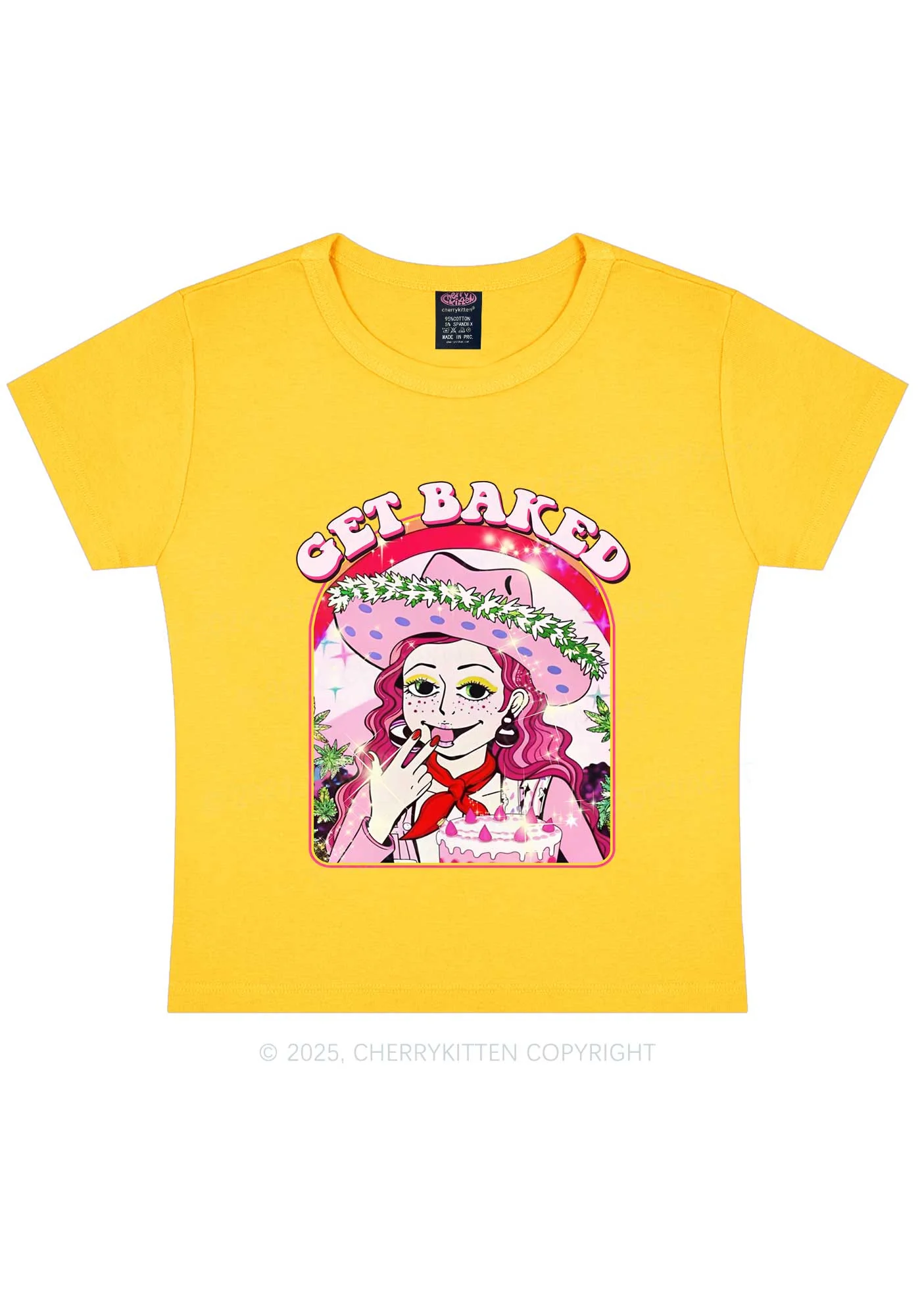 Get Baked Y2K Baby Tee Cherrykitten - Image 7