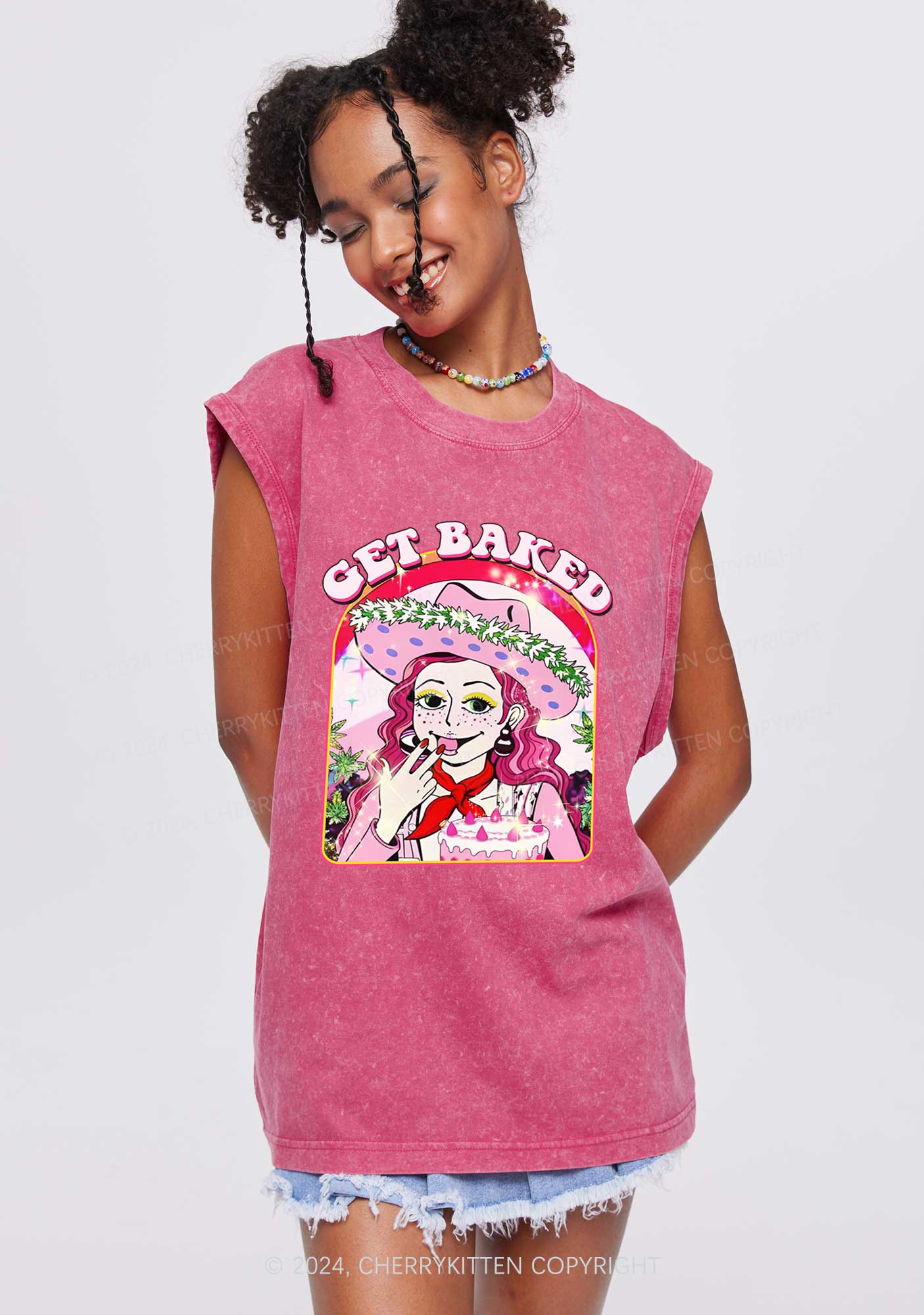 Get Baked Y2K Washed Tank Cherrykitten - Image 2