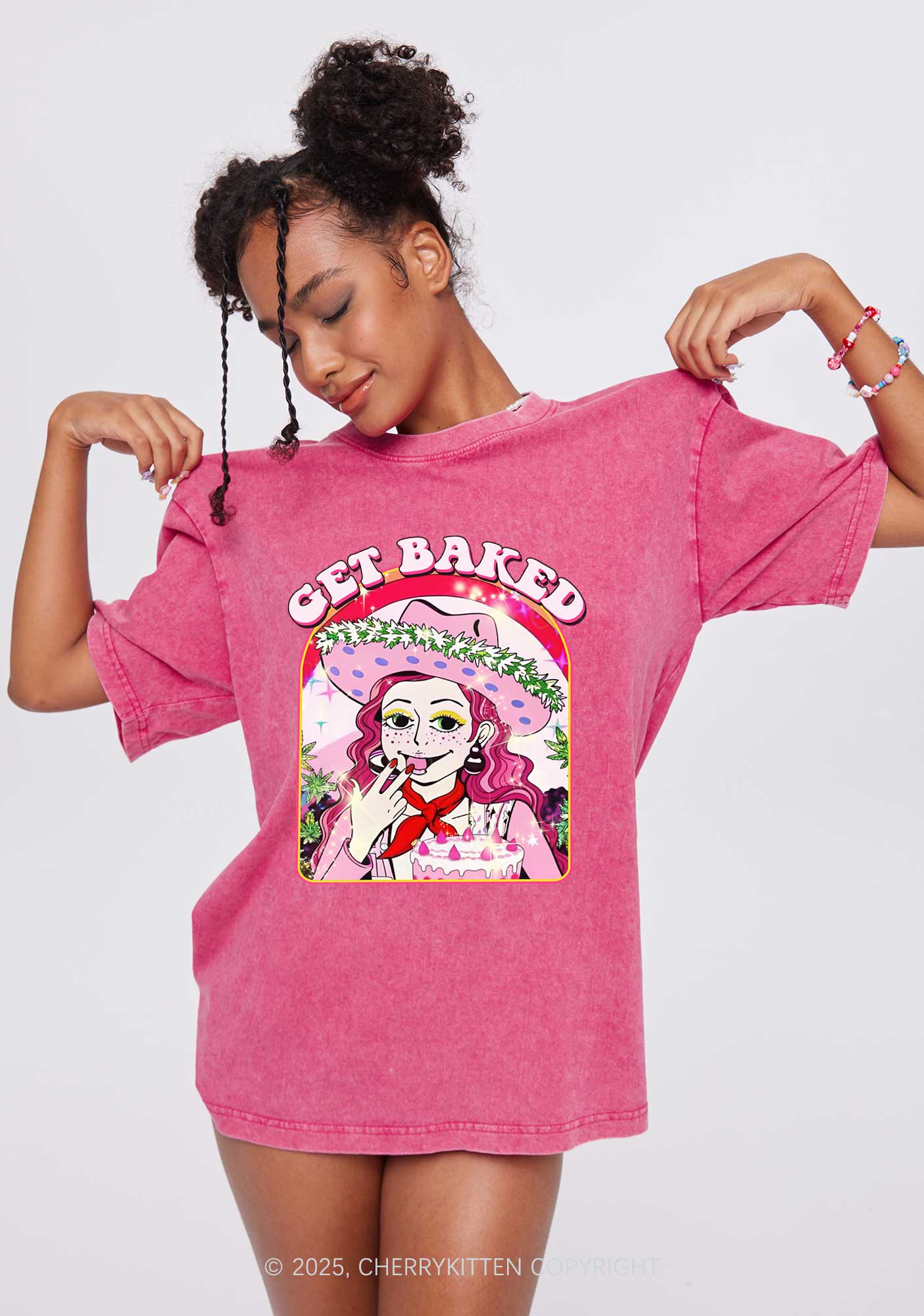 Get Baked Y2K Washed Tee Cherrykitten - Image 2