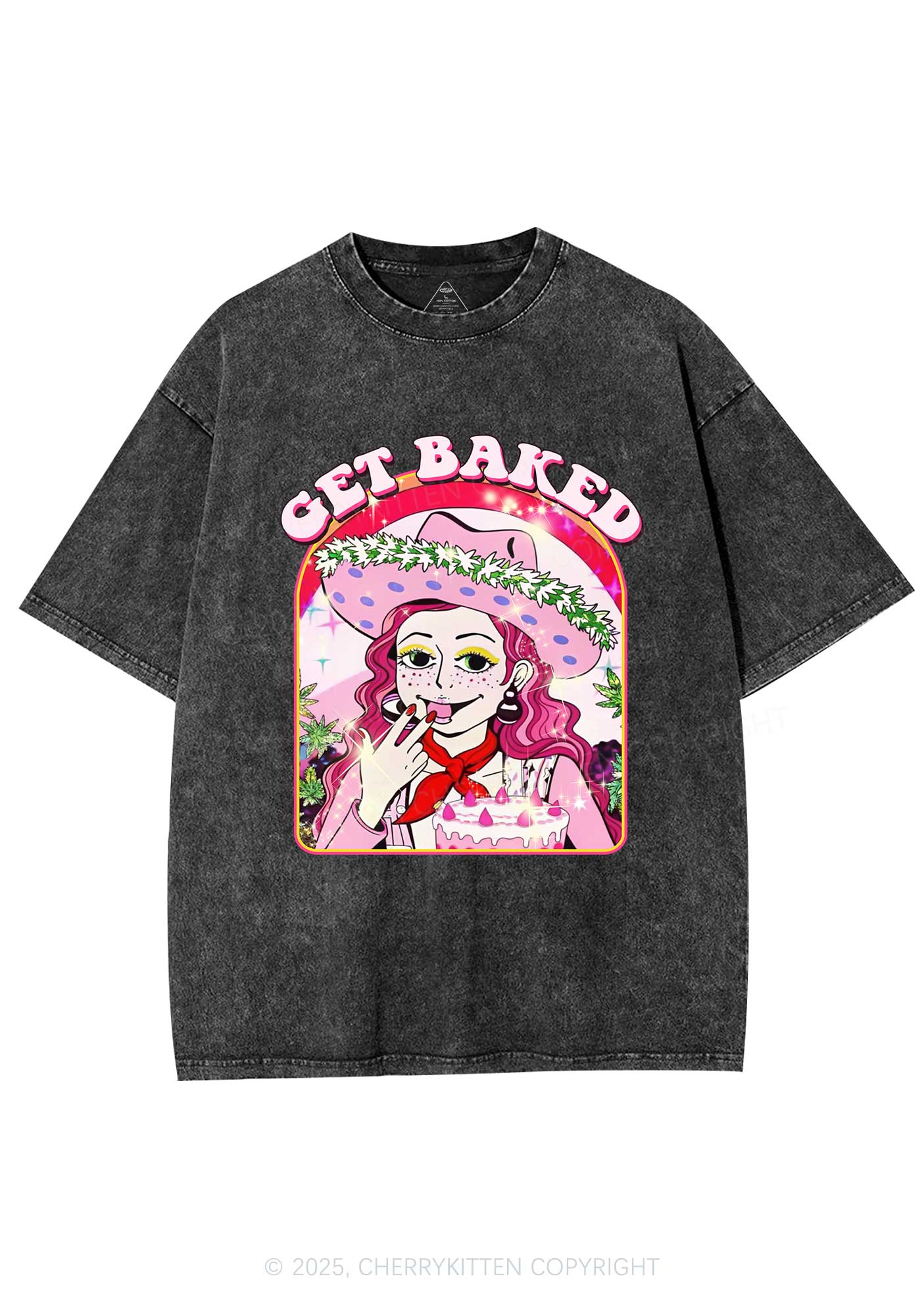 Get Baked Y2K Washed Tee Cherrykitten - Image 3