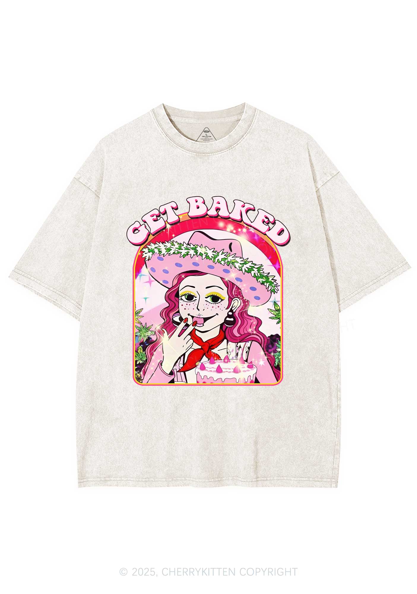 Get Baked Y2K Washed Tee Cherrykitten - Image 5