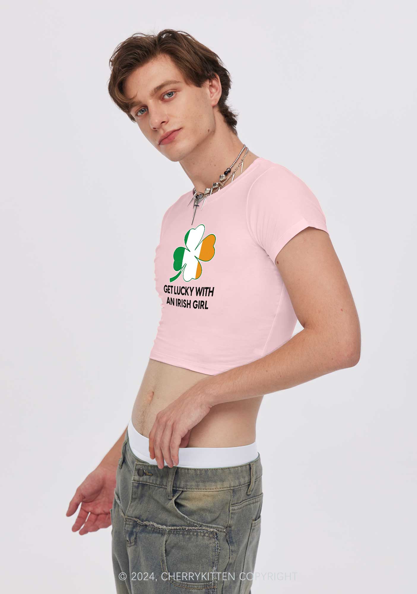 Get Lucky Irish Girl St Patricks Y2K Baby Tee Cherrykitten - Image 3