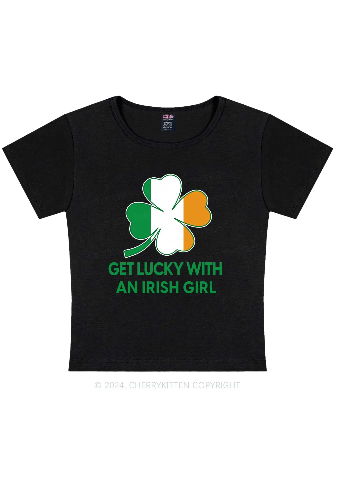 Get Lucky Irish Girl St Patricks Y2K Baby Tee Cherrykitten - Image 4