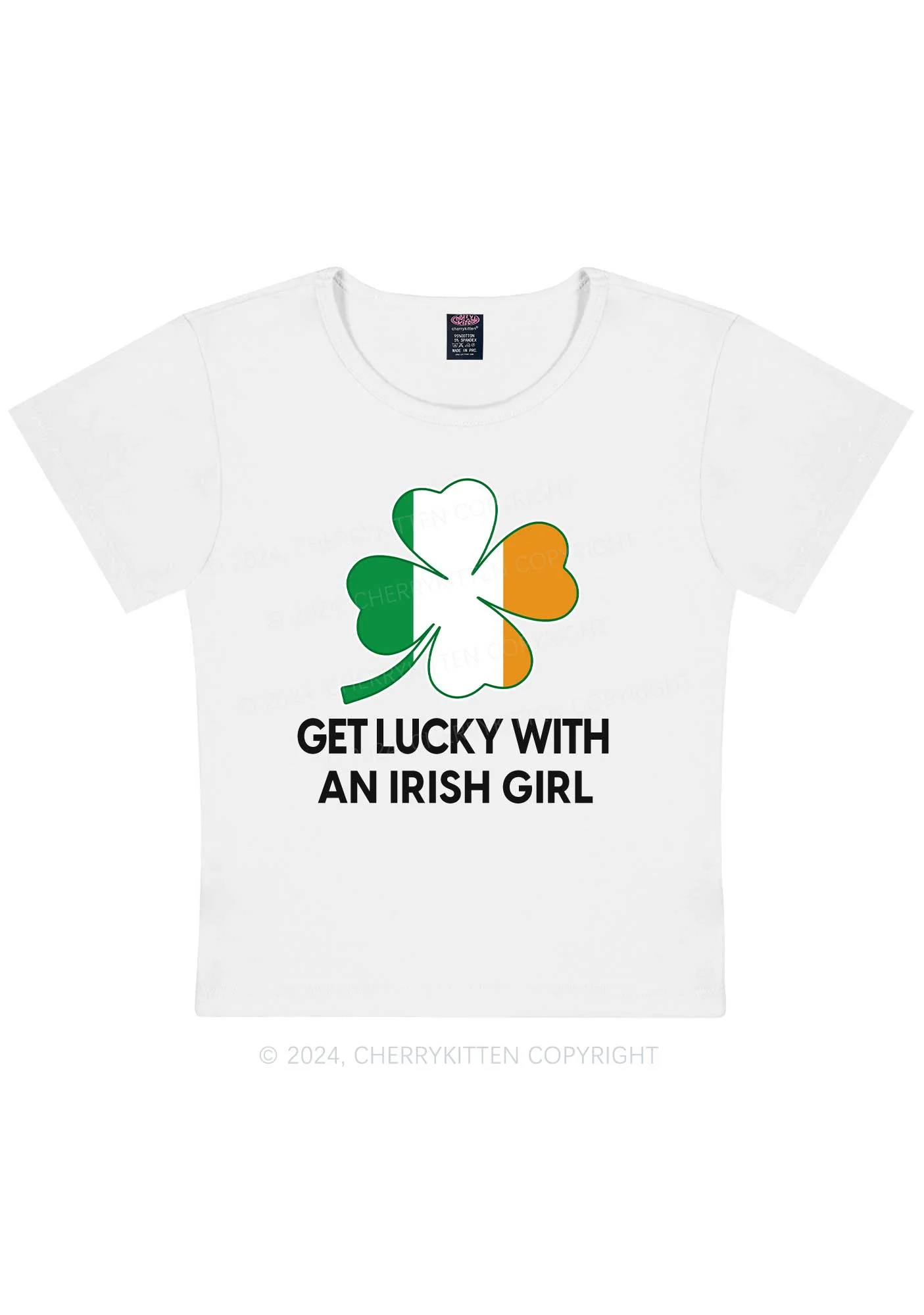 Get Lucky Irish Girl St Patricks Y2K Baby Tee Cherrykitten - Image 5