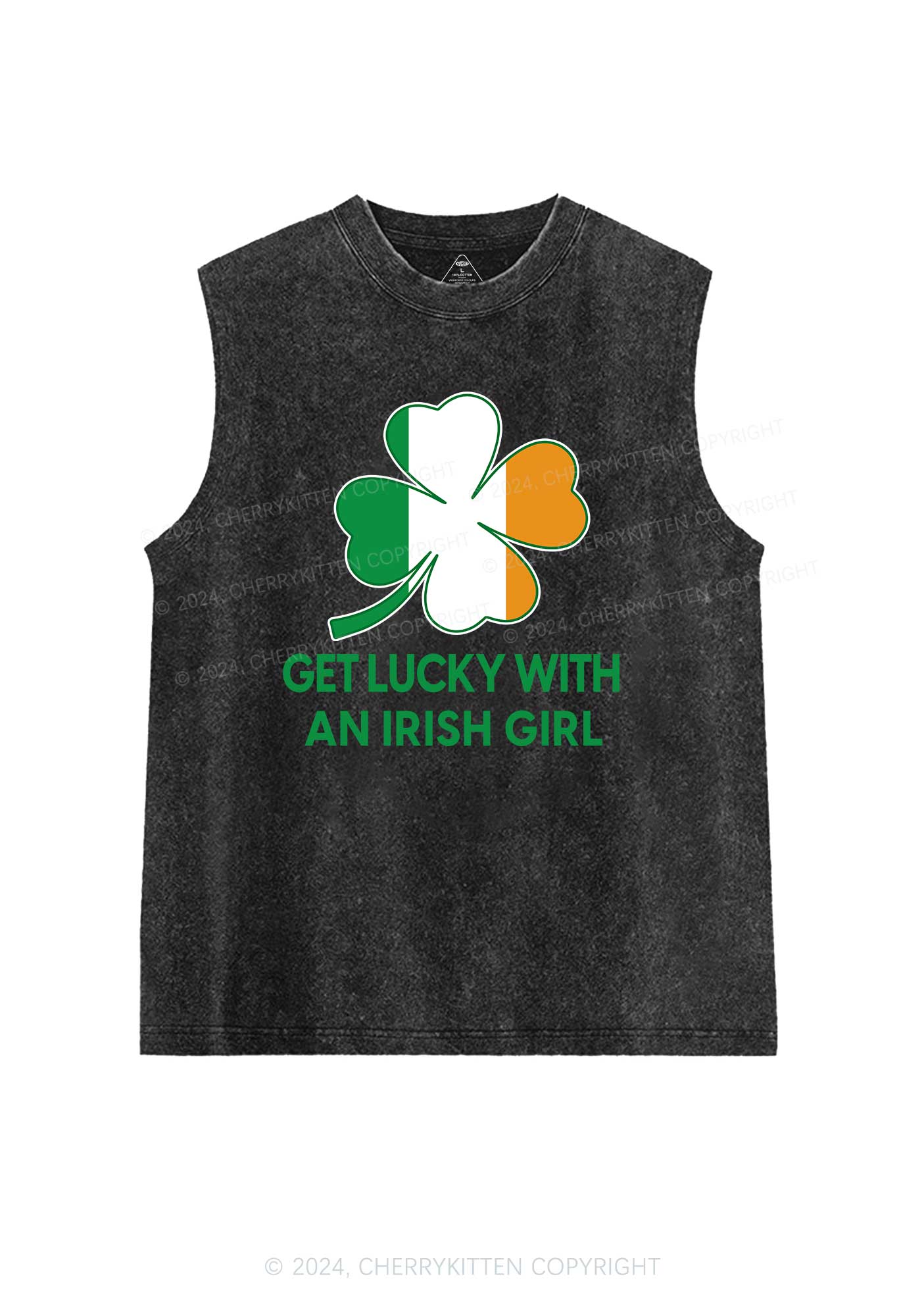 Get Lucky Irish Girl St Patricks Y2K Washed Tank Cherrykitten - Image 4