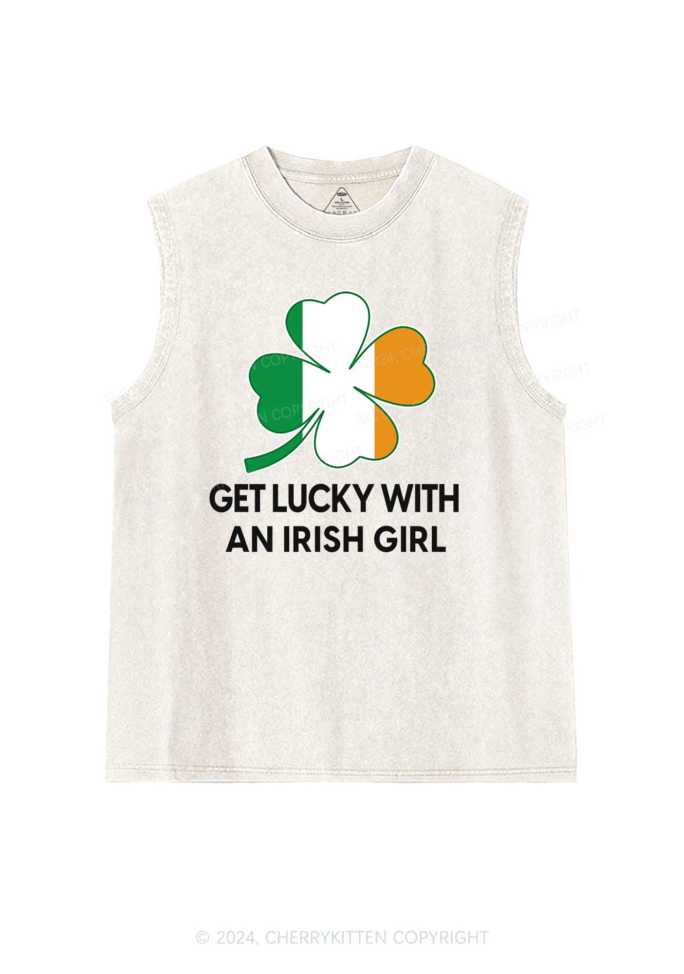 Get Lucky Irish Girl St Patricks Y2K Washed Tank Cherrykitten - Image 5