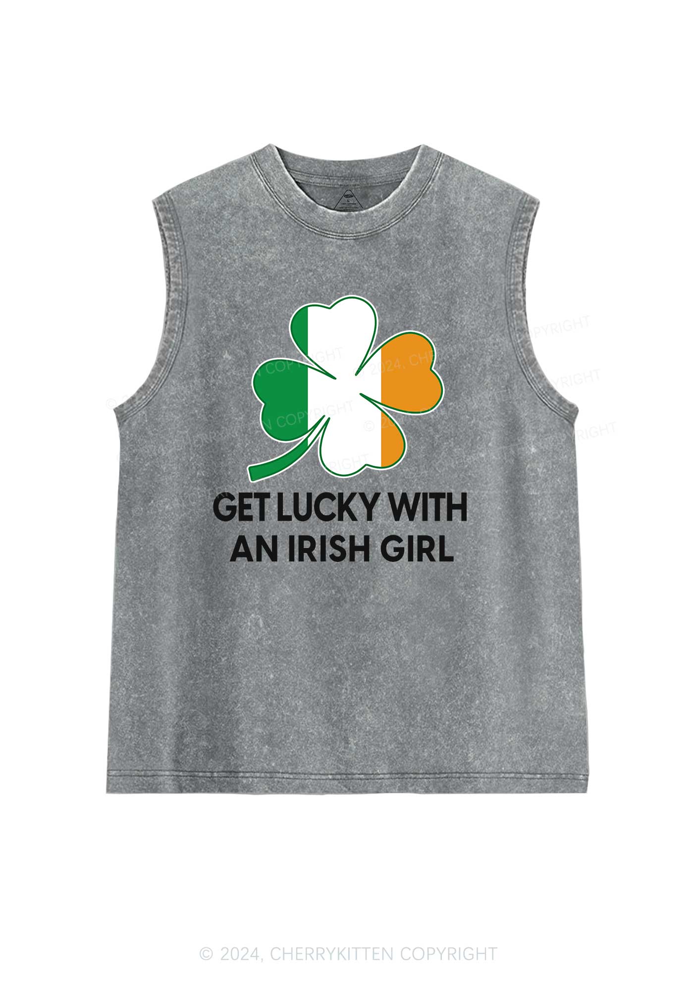 Get Lucky Irish Girl St Patricks Y2K Washed Tank Cherrykitten - Image 6