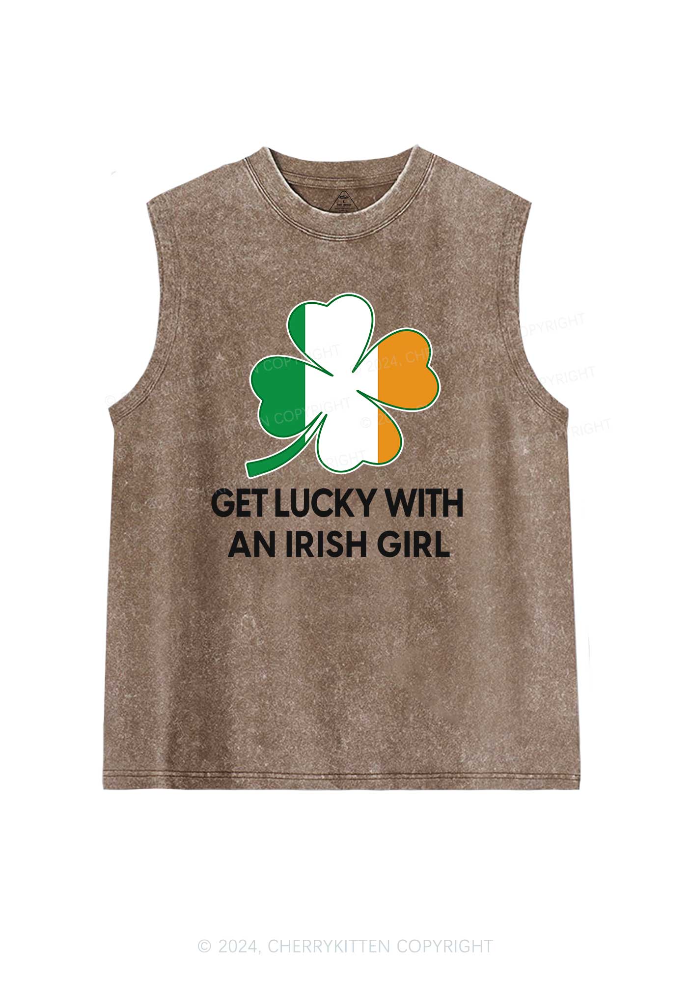 Get Lucky Irish Girl St Patricks Y2K Washed Tank Cherrykitten - Image 7