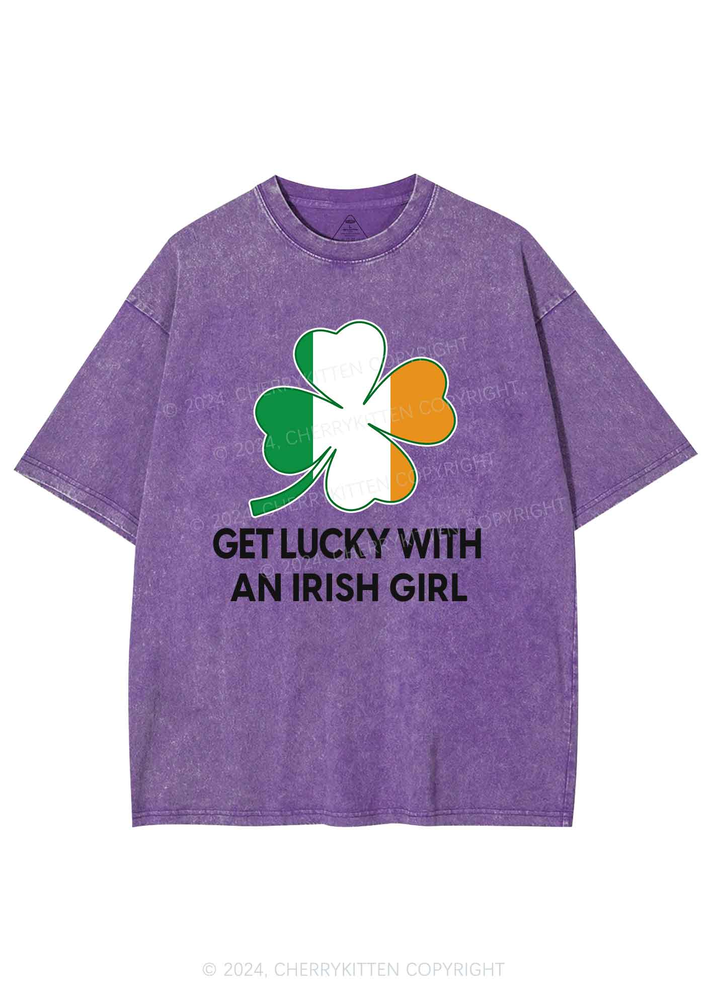 Get Lucky Irish Girl St Patricks Y2K Washed Tee Cherrykitten - Image 8