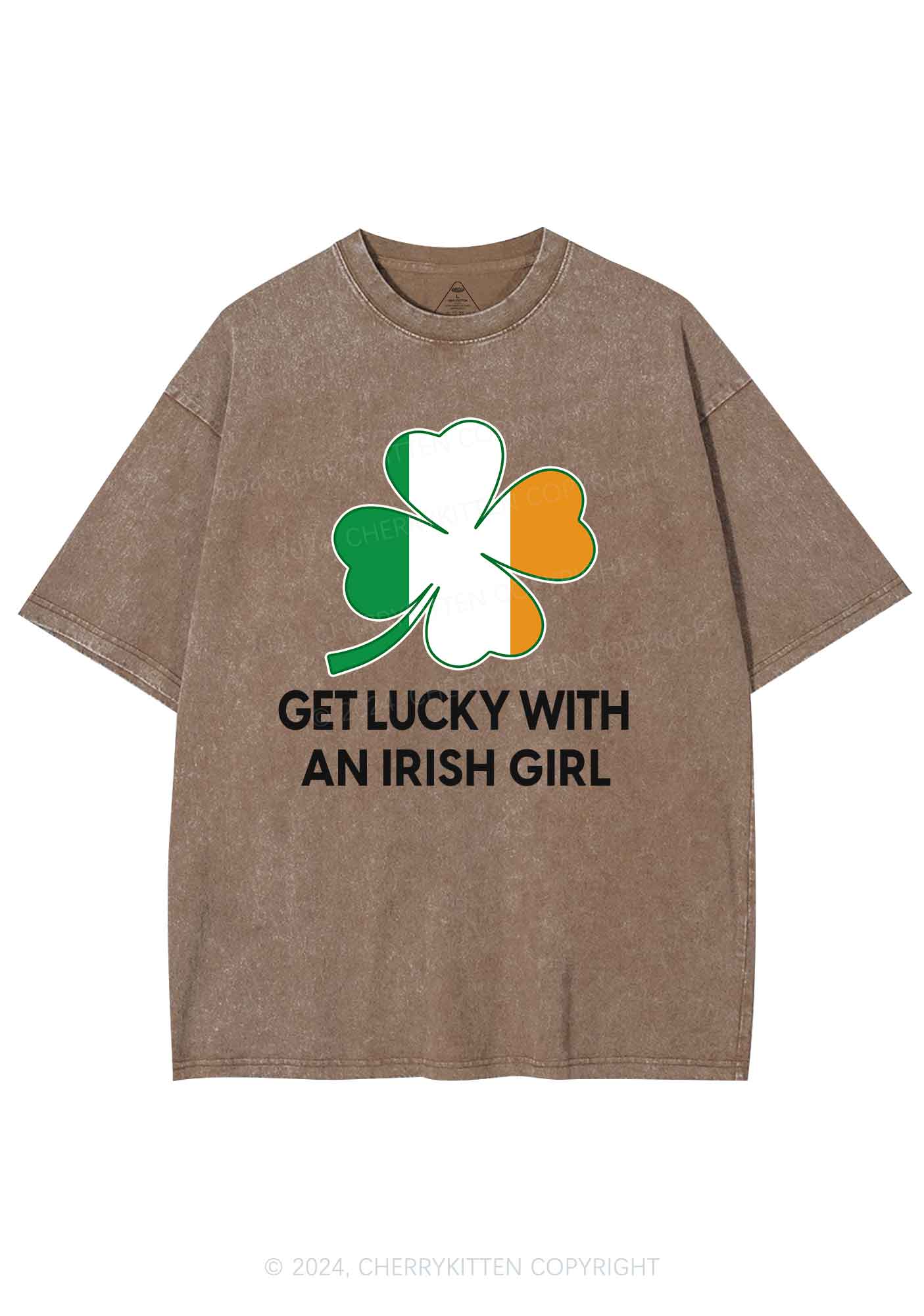Get Lucky Irish Girl St Patricks Y2K Washed Tee Cherrykitten - Image 9
