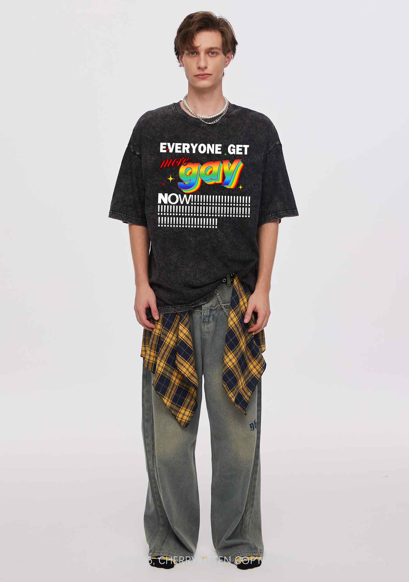 Get More Gay Pride Y2K Shirts Washed Tee Cherrykitten - Image 2