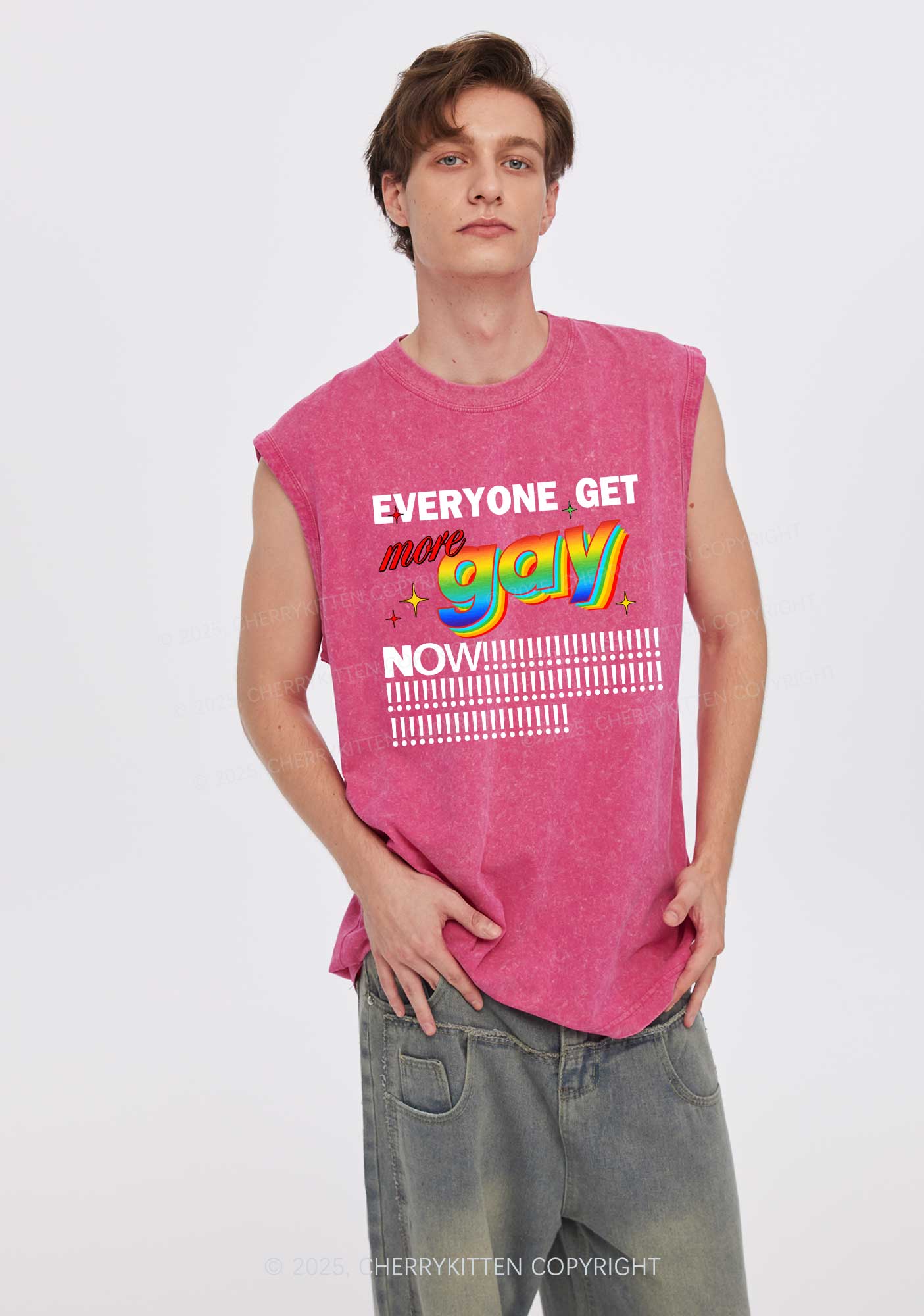 Get More Gay Pride Y2K Washed Muscle Tank Cherrykitten - Image 2