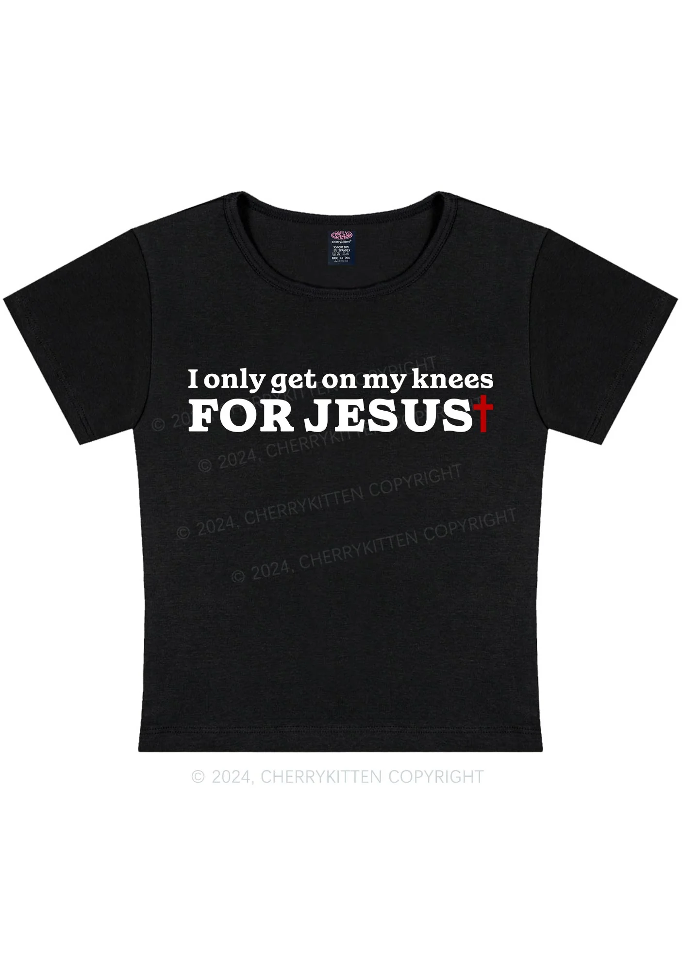 Get On Knees For Jesus Y2K Baby Tee Cherrykitten - Image 3