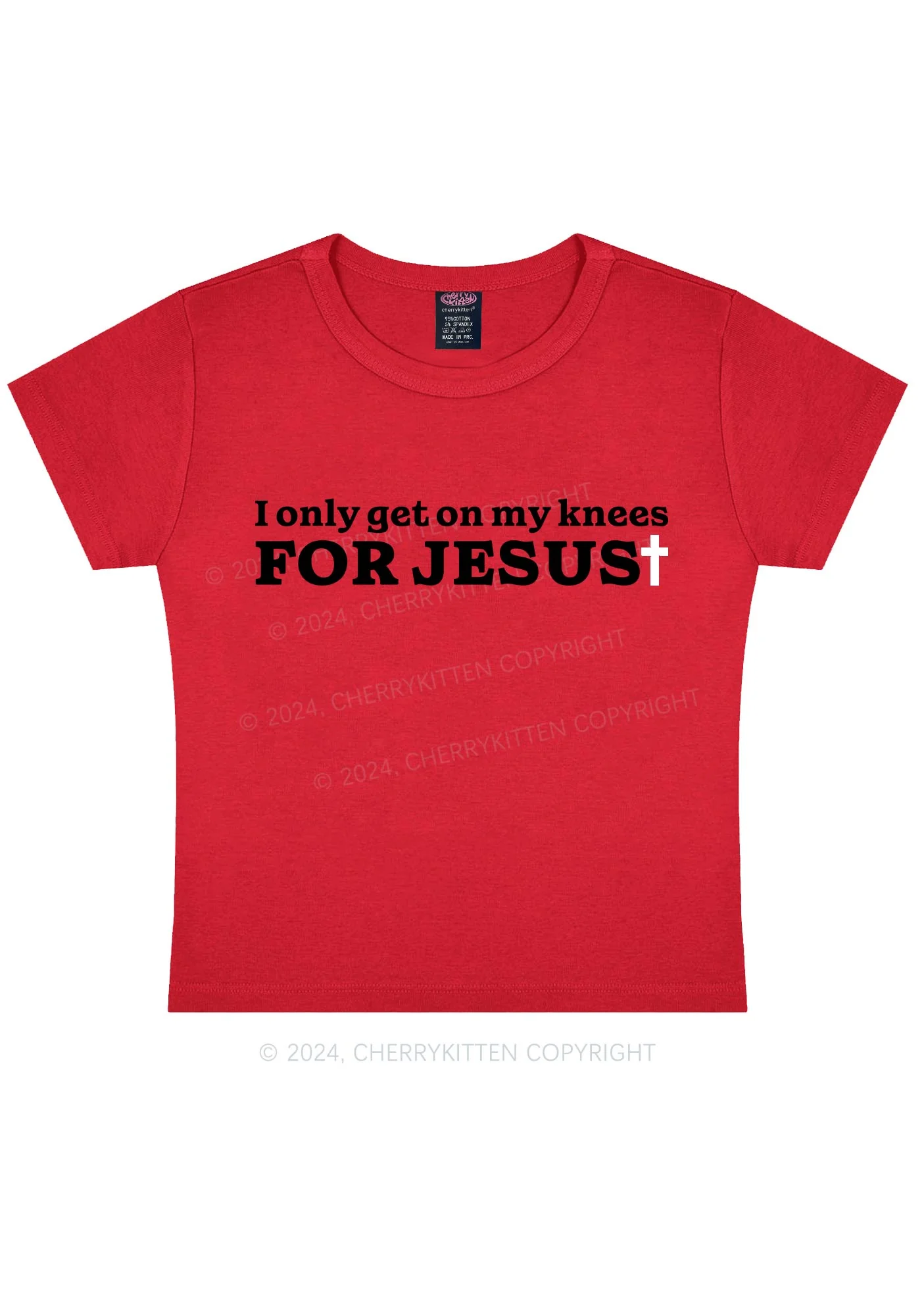 Get On Knees For Jesus Y2K Baby Tee Cherrykitten - Image 5
