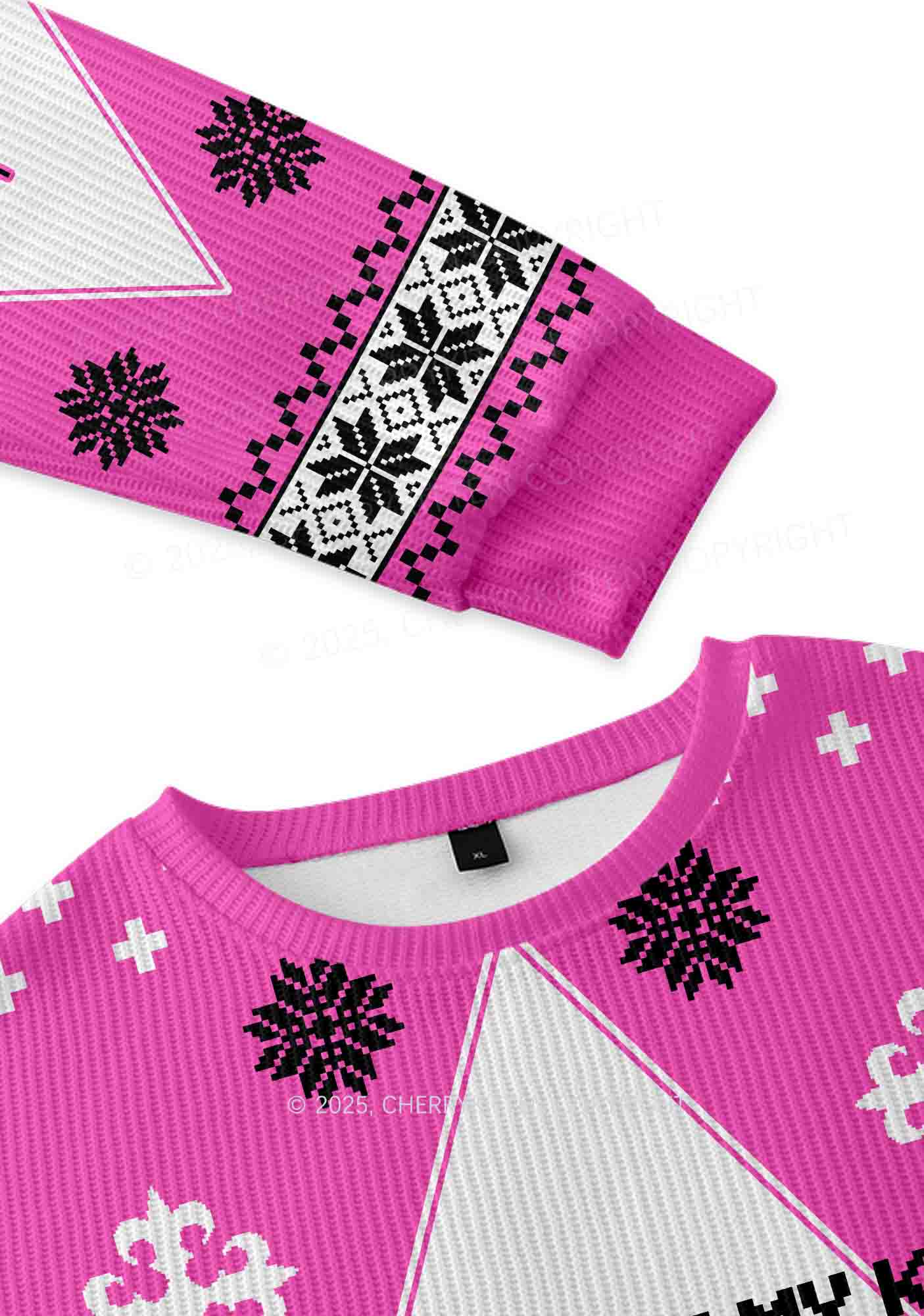 Get On Knees For Jesus Y2K Christmas Knit Sweatshirt Cherrykitten - Image 3