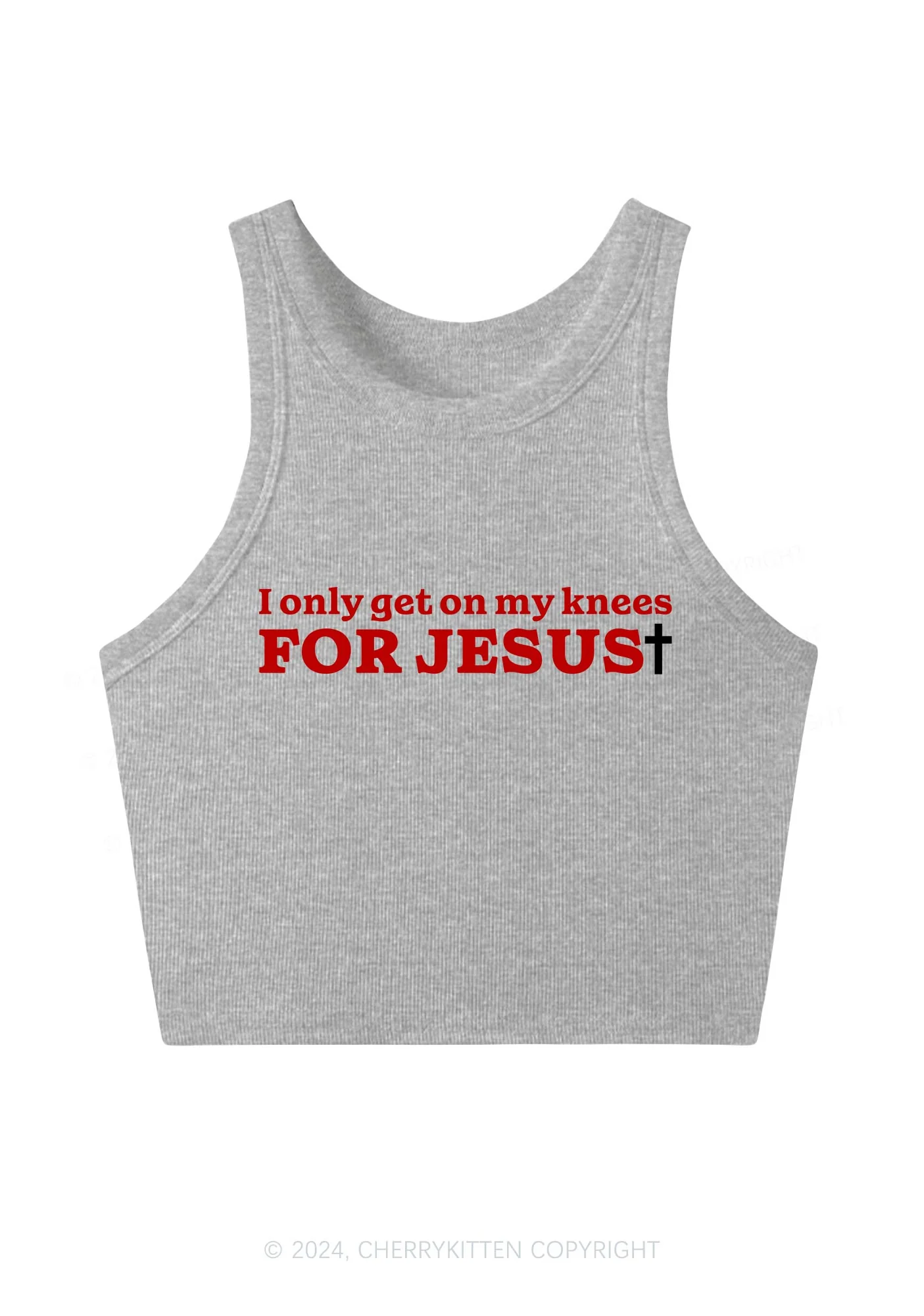 Get On Knees For Jesus Y2K Crop Tank Top Cherrykitten - Image 4
