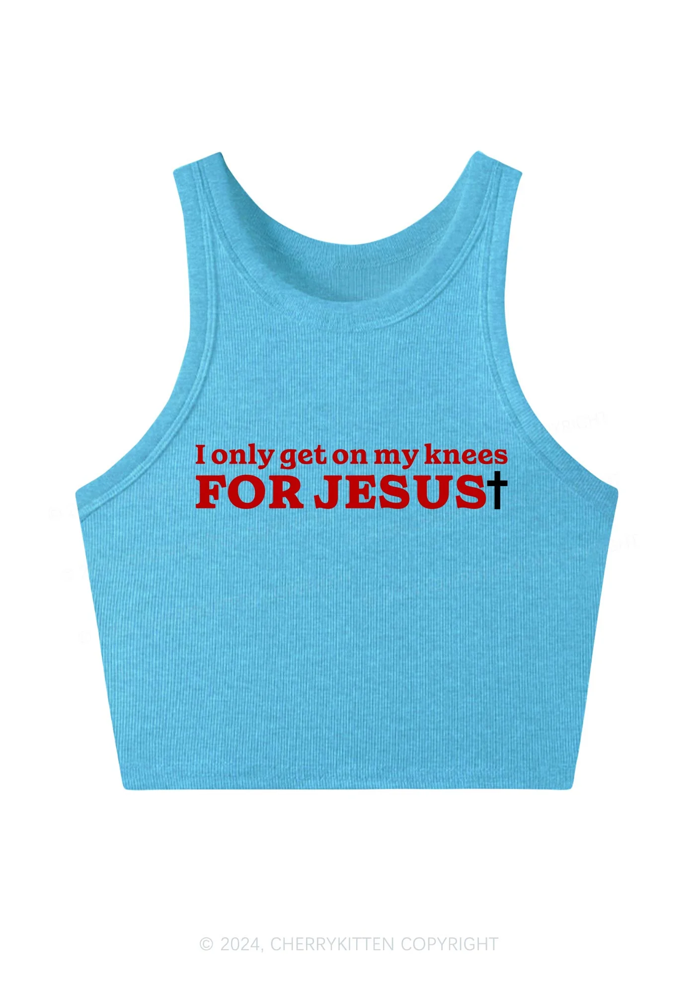 Get On Knees For Jesus Y2K Crop Tank Top Cherrykitten - Image 5