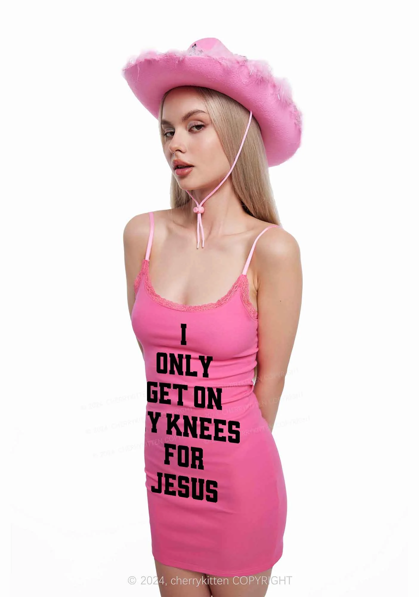 Get On Knees For Jesus Y2K Lace Slip Dress Cherrykitten - Image 2