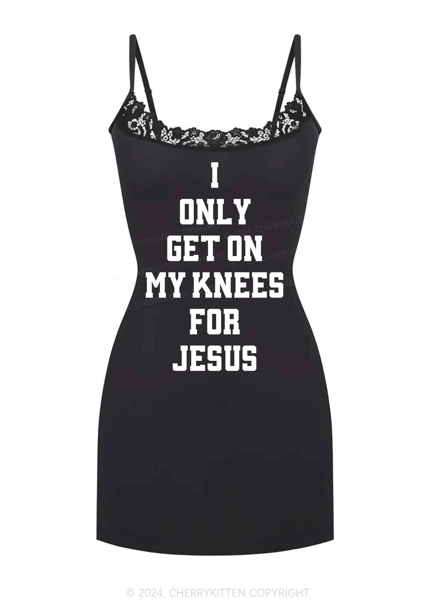 Get On Knees For Jesus Y2K Lace Slip Dress Cherrykitten - Image 3