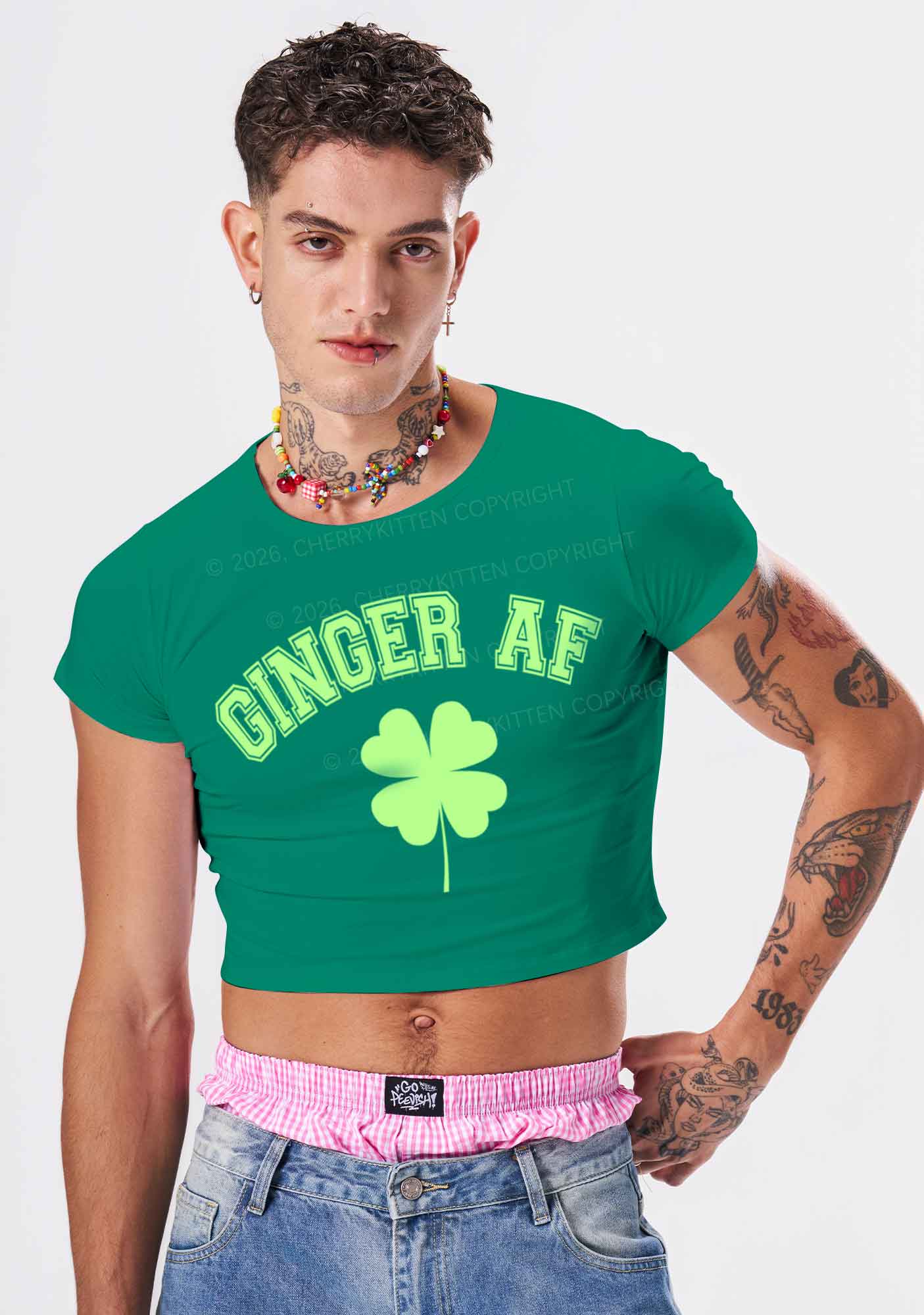 Ginger AF St Patricks Y2K Baby Tee Cherrykitten - Image 2
