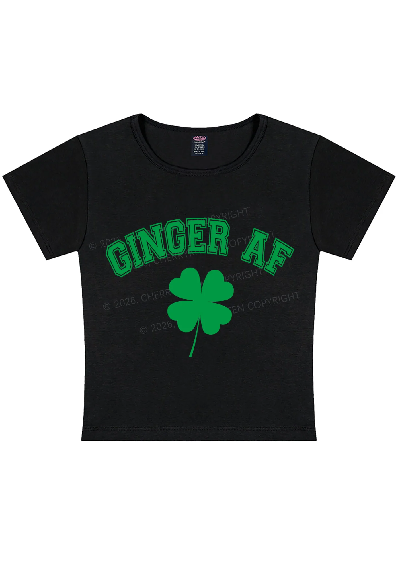 Ginger AF St Patricks Y2K Baby Tee Cherrykitten - Image 3