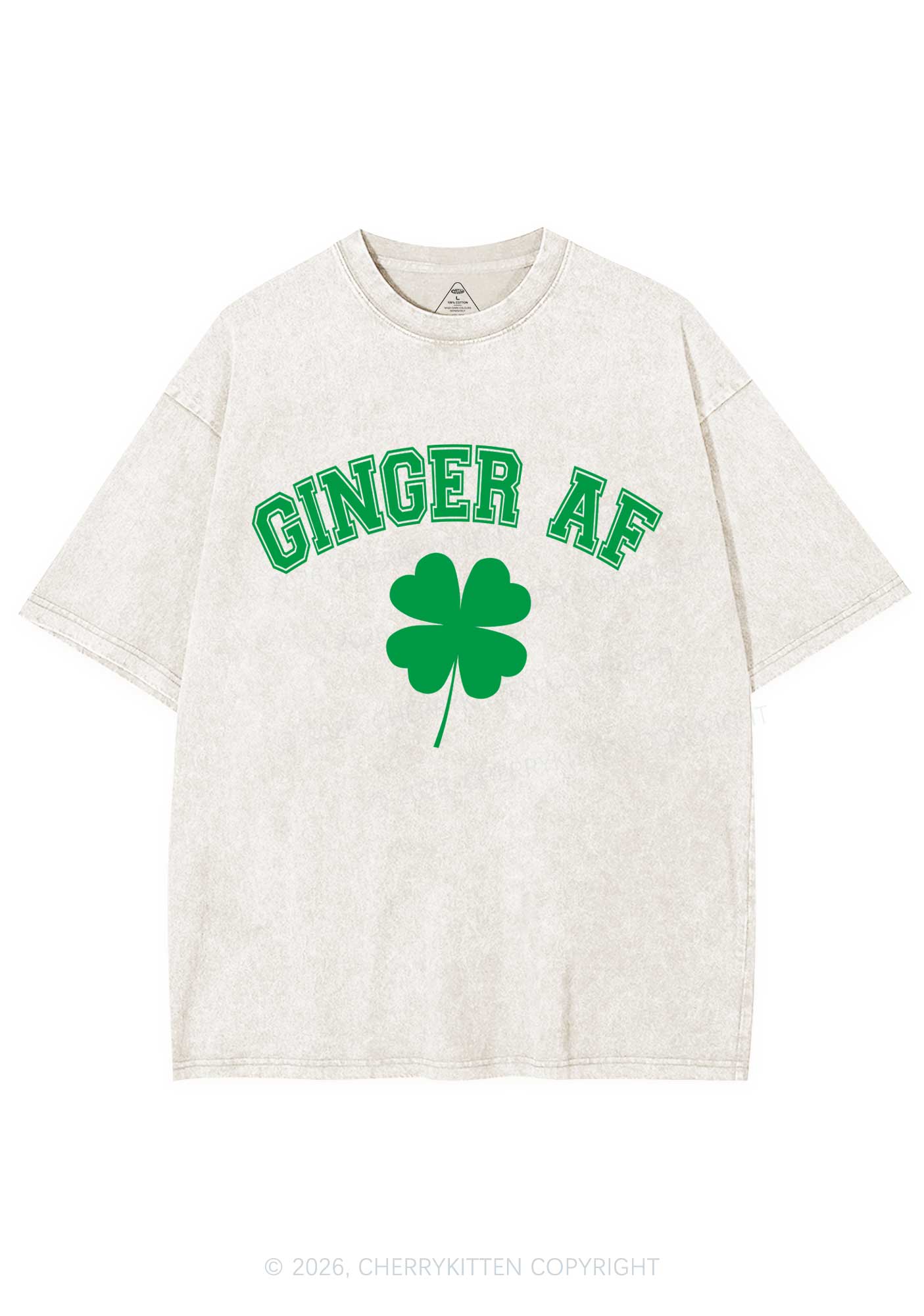 Ginger AF St Patricks Y2K Shirts Washed Tee Cherrykitten - Image 4