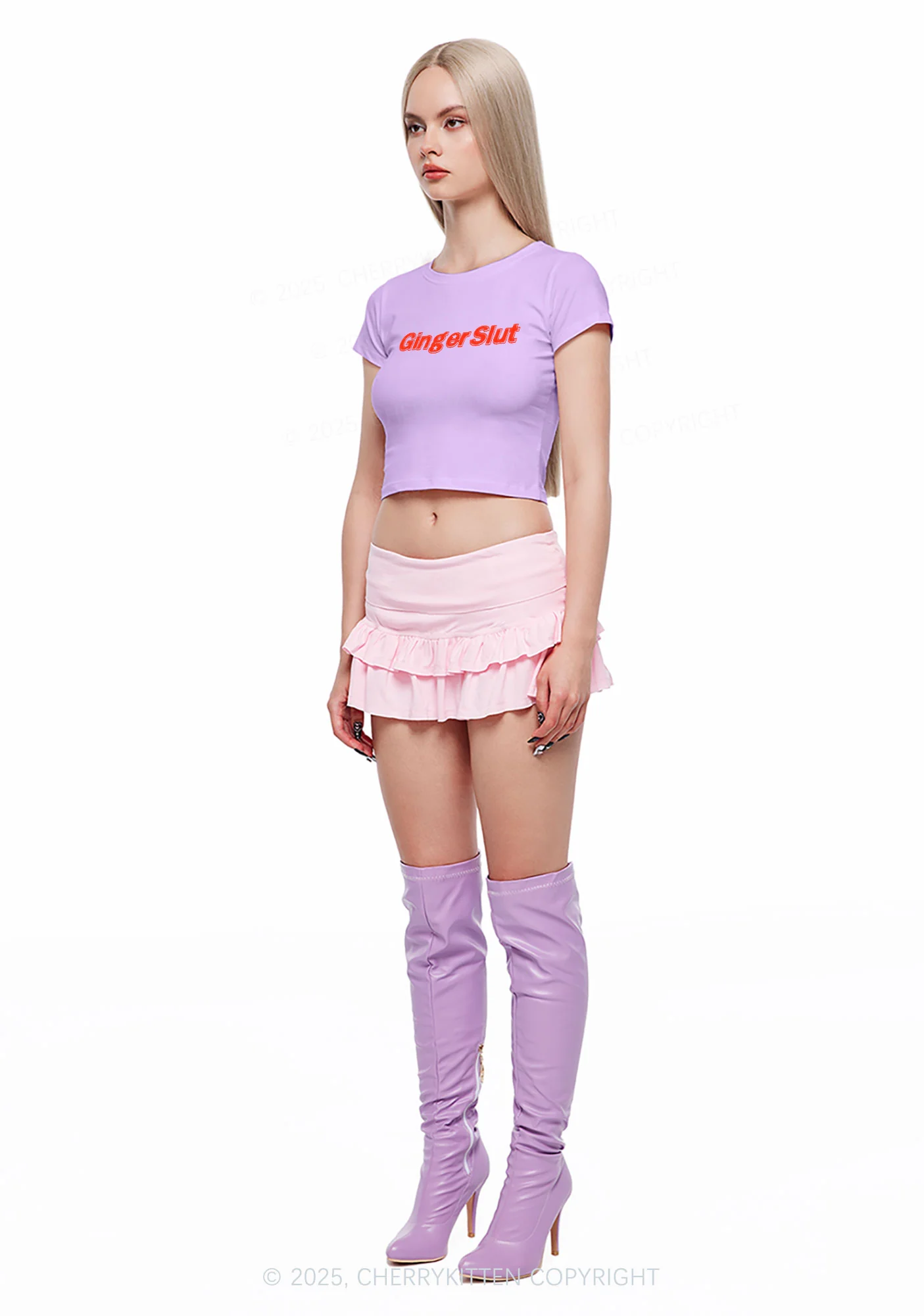 Ginger Slxt Y2K Baby Tee Cherrykitten - Image 3