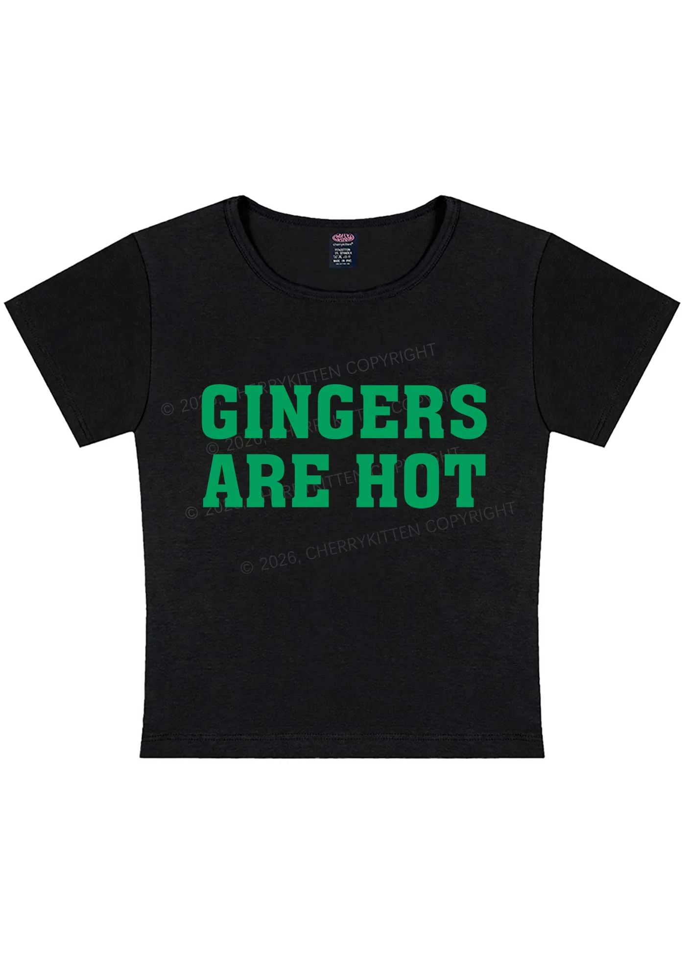 Gingers Are Hot St Patricks Y2K Baby Tee Cherrykitten - Image 3