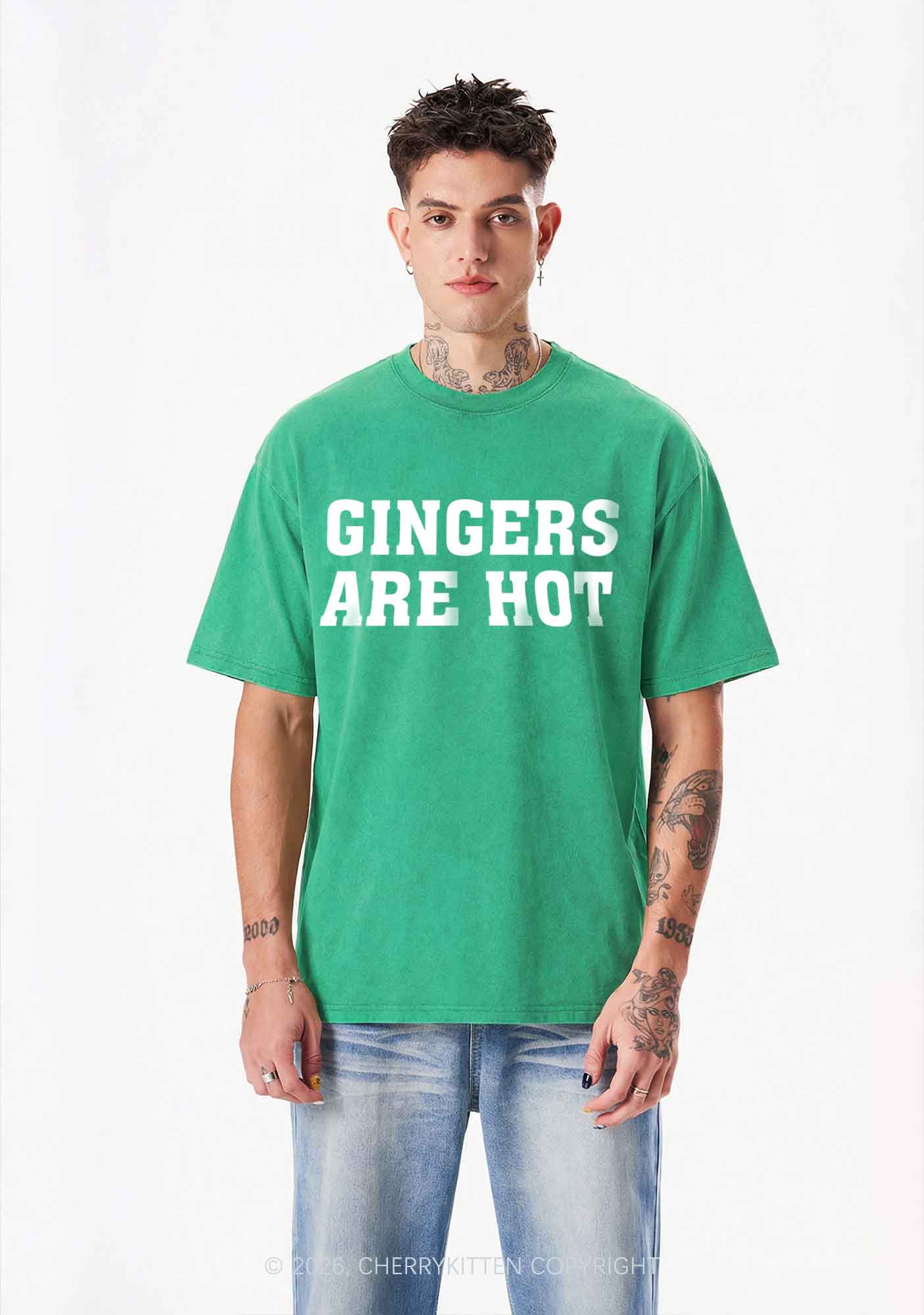 Gingers Are Hot St Patricks Y2K Shirts Washed Tee Cherrykitten - Image 2