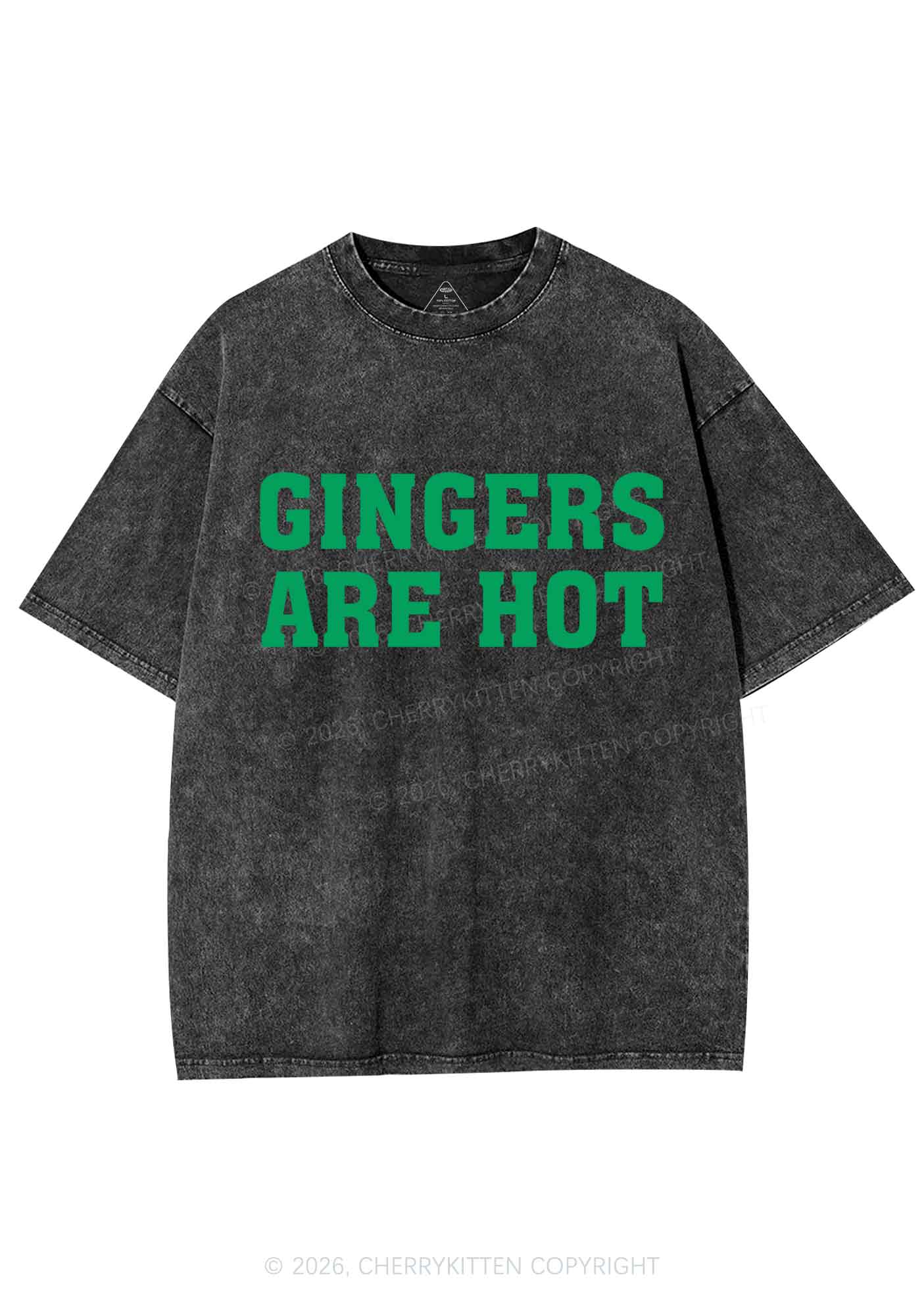 Gingers Are Hot St Patricks Y2K Shirts Washed Tee Cherrykitten - Image 3