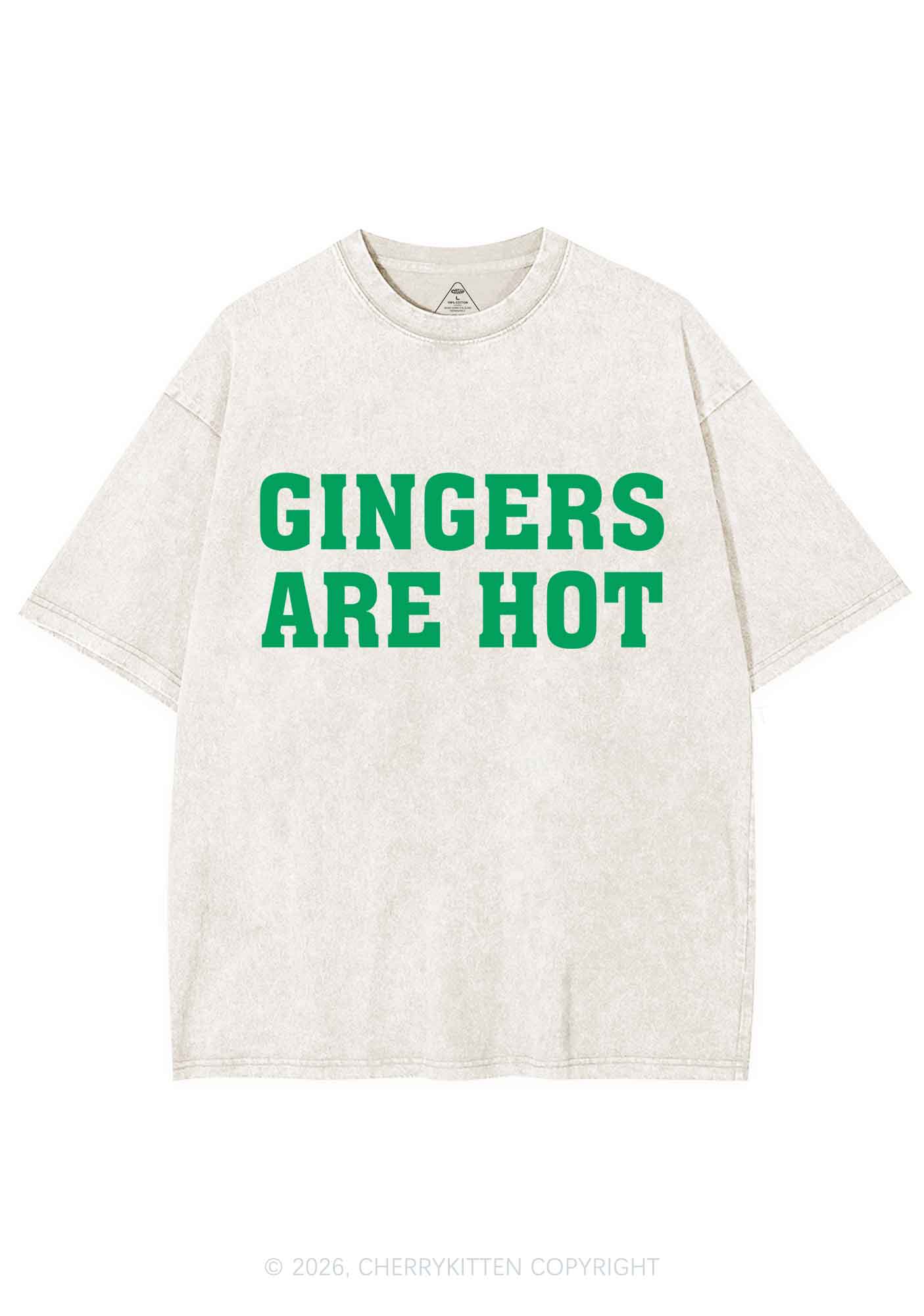 Gingers Are Hot St Patricks Y2K Shirts Washed Tee Cherrykitten - Image 4