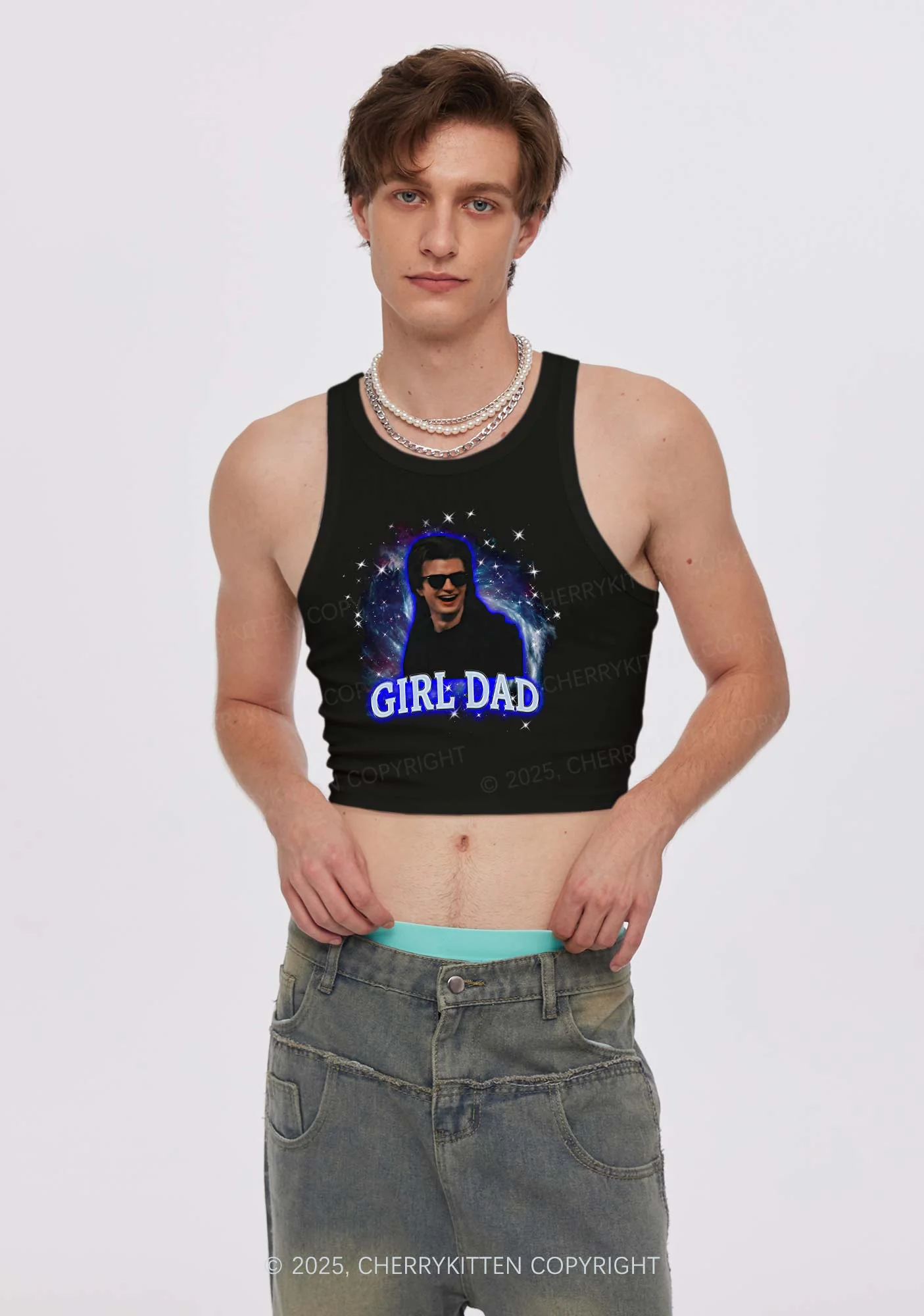 Girl Dad Starry Sky Y2K Crop Tank Top Cherrykitten - Image 2