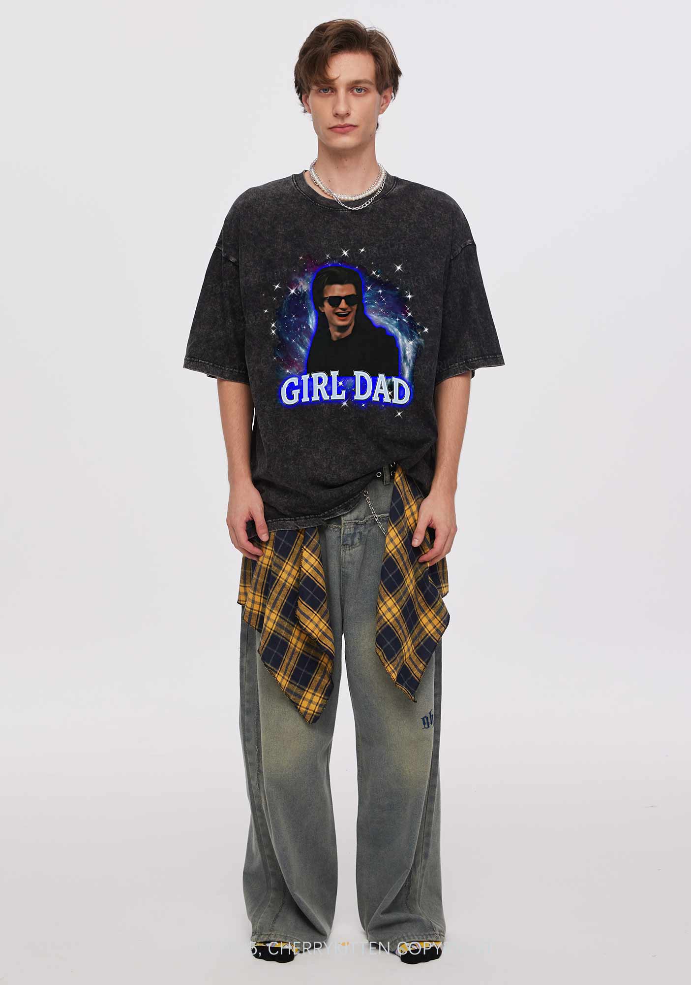 Girl Dad Starry Sky Y2K Shirts Washed Tee Cherrykitten - Image 2