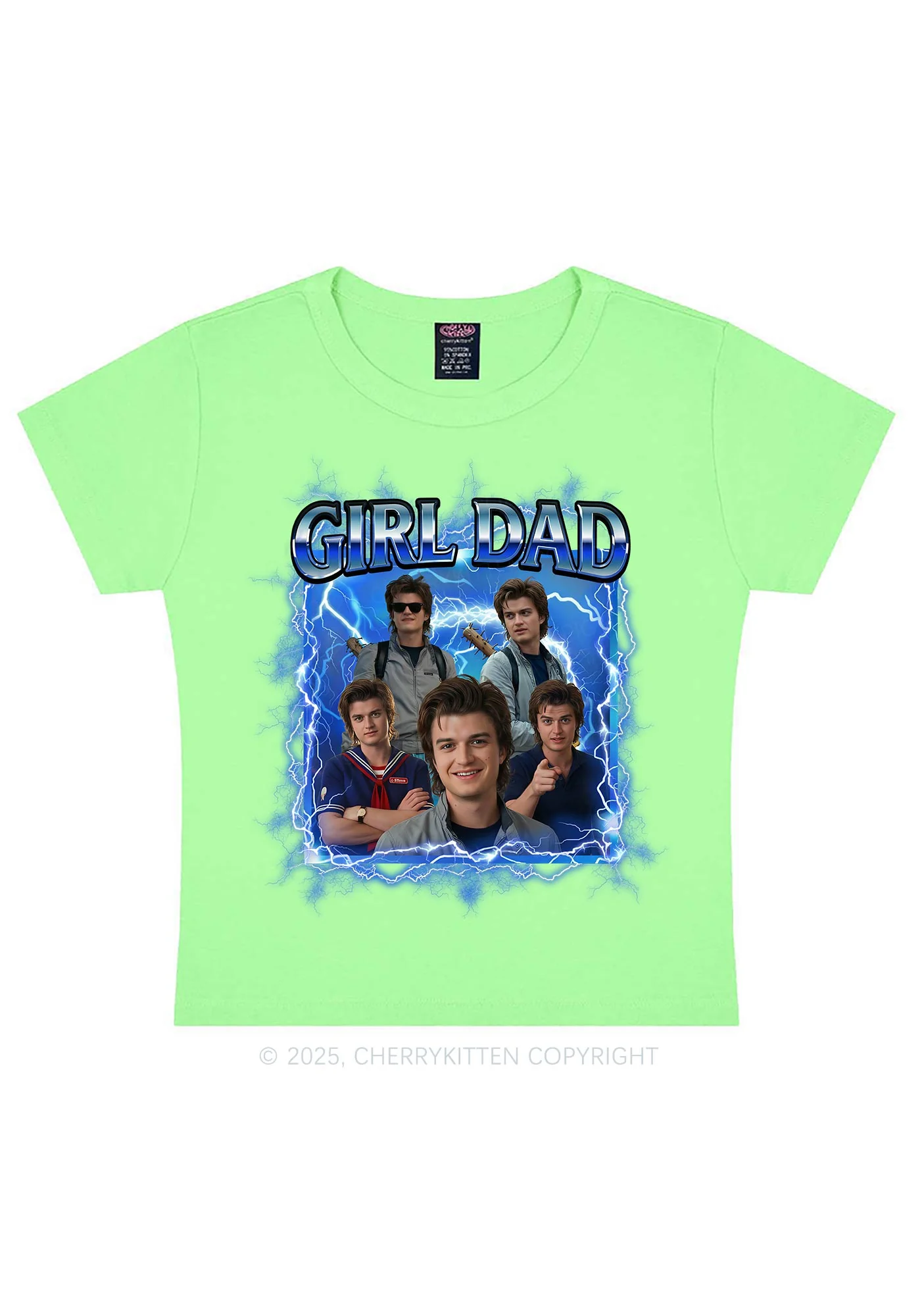 Girl Dad Y2K Baby Tee Cherrykitten - Image 12